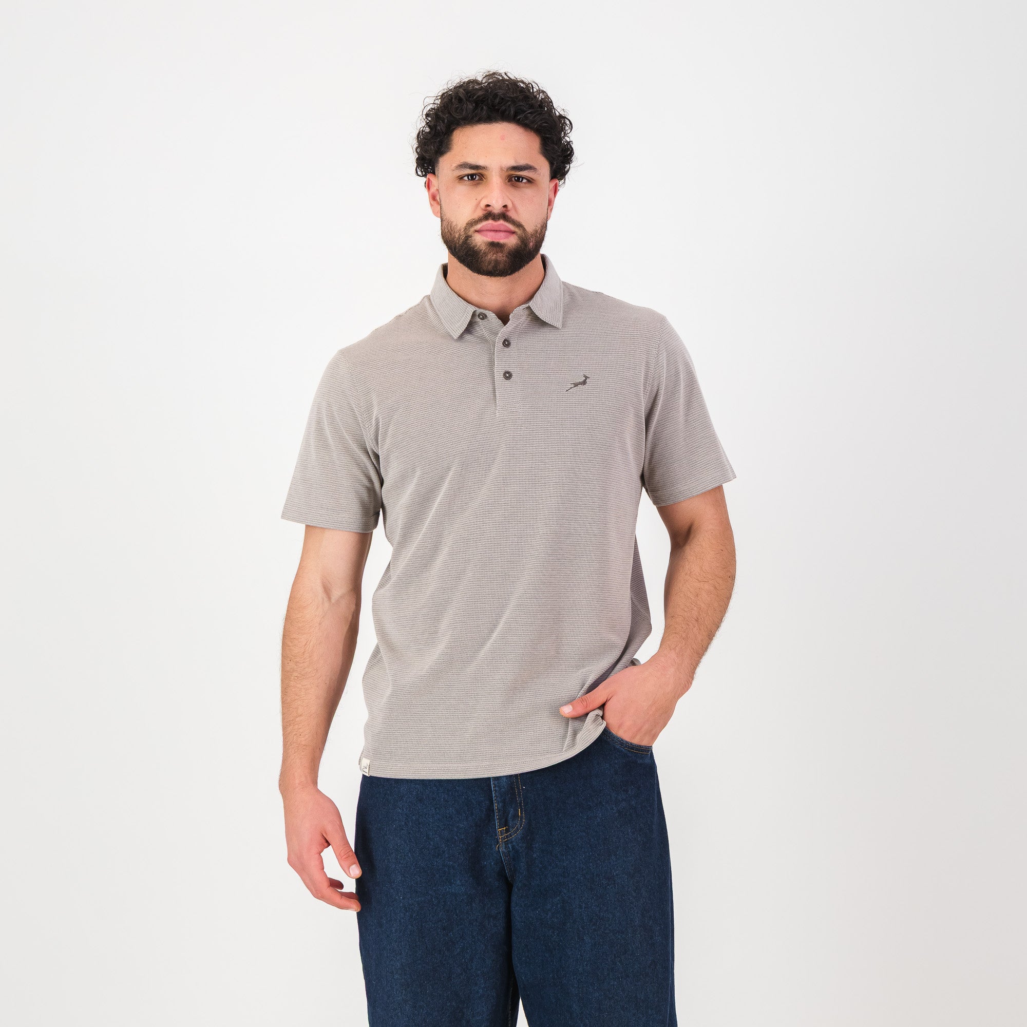 Springboks Pique Striper SS Polo- Tobacco Brown