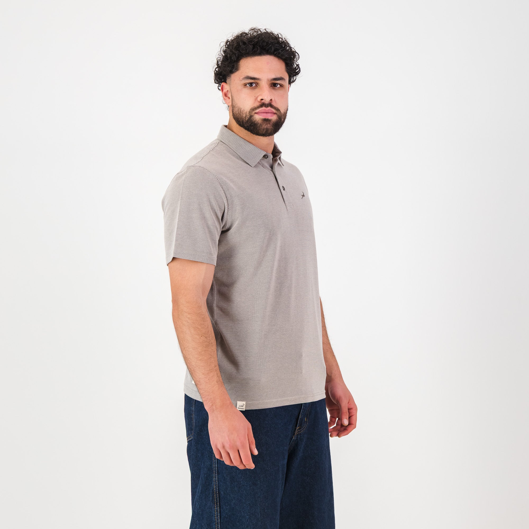 Springboks Pique Striper SS Polo- Tobacco Brown