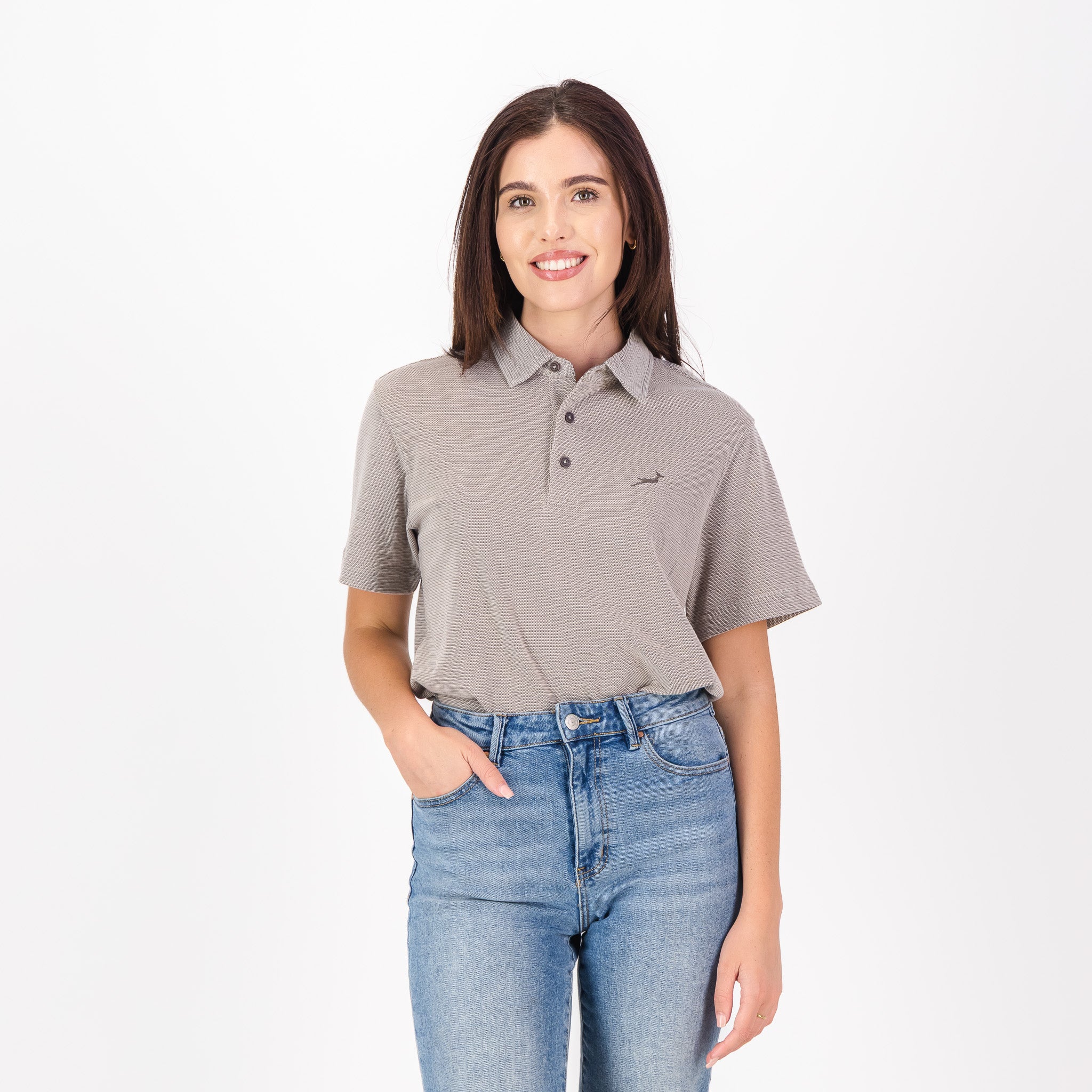 Springboks Pique Striper SS Polo- Tobacco Brown