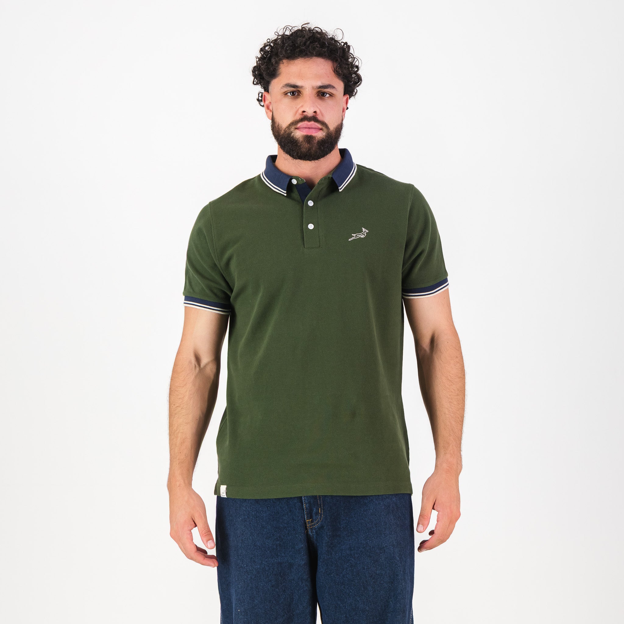 Springboks Tipped SS Polo - Military Olive