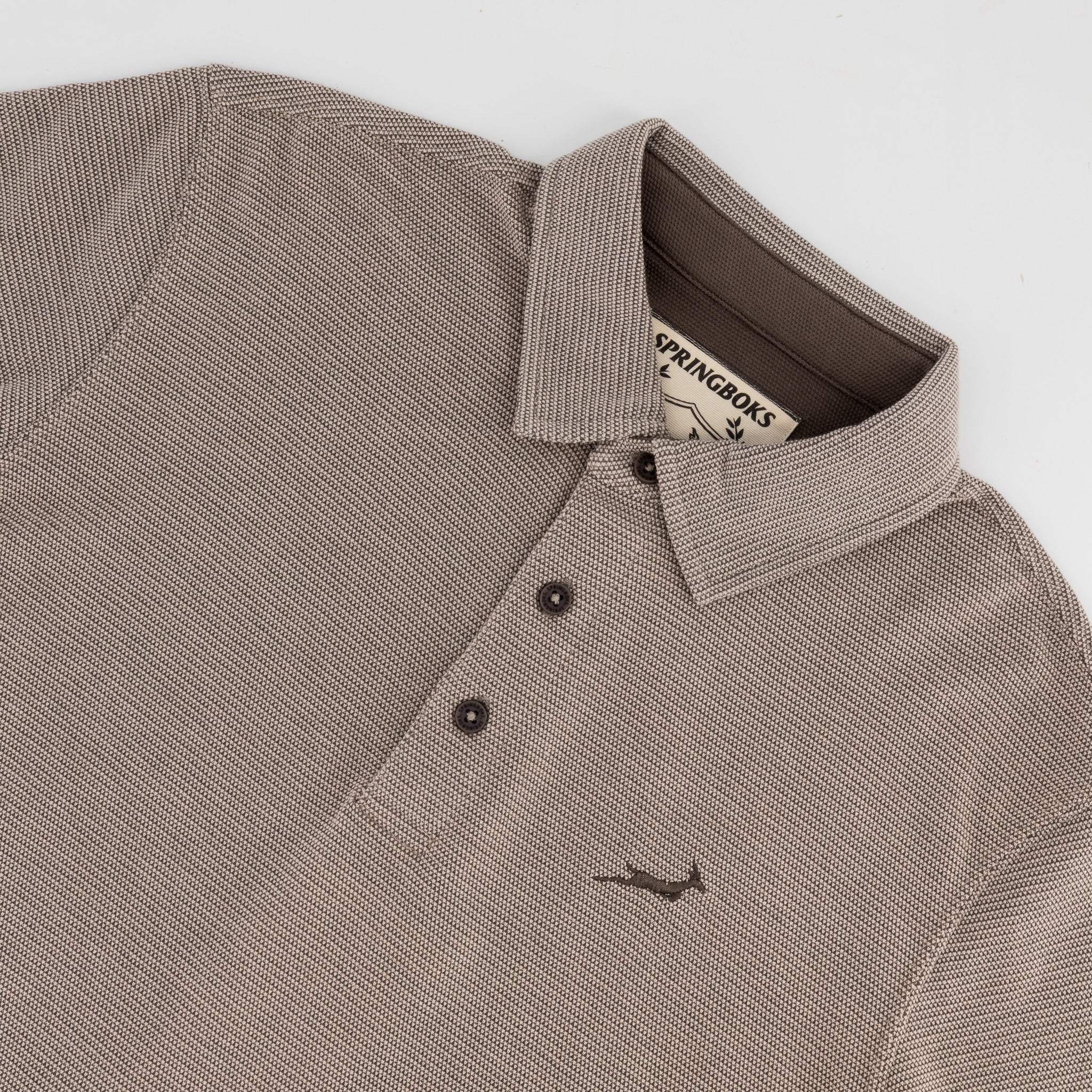 Springboks Pique Striper SS Polo- Tobacco Brown