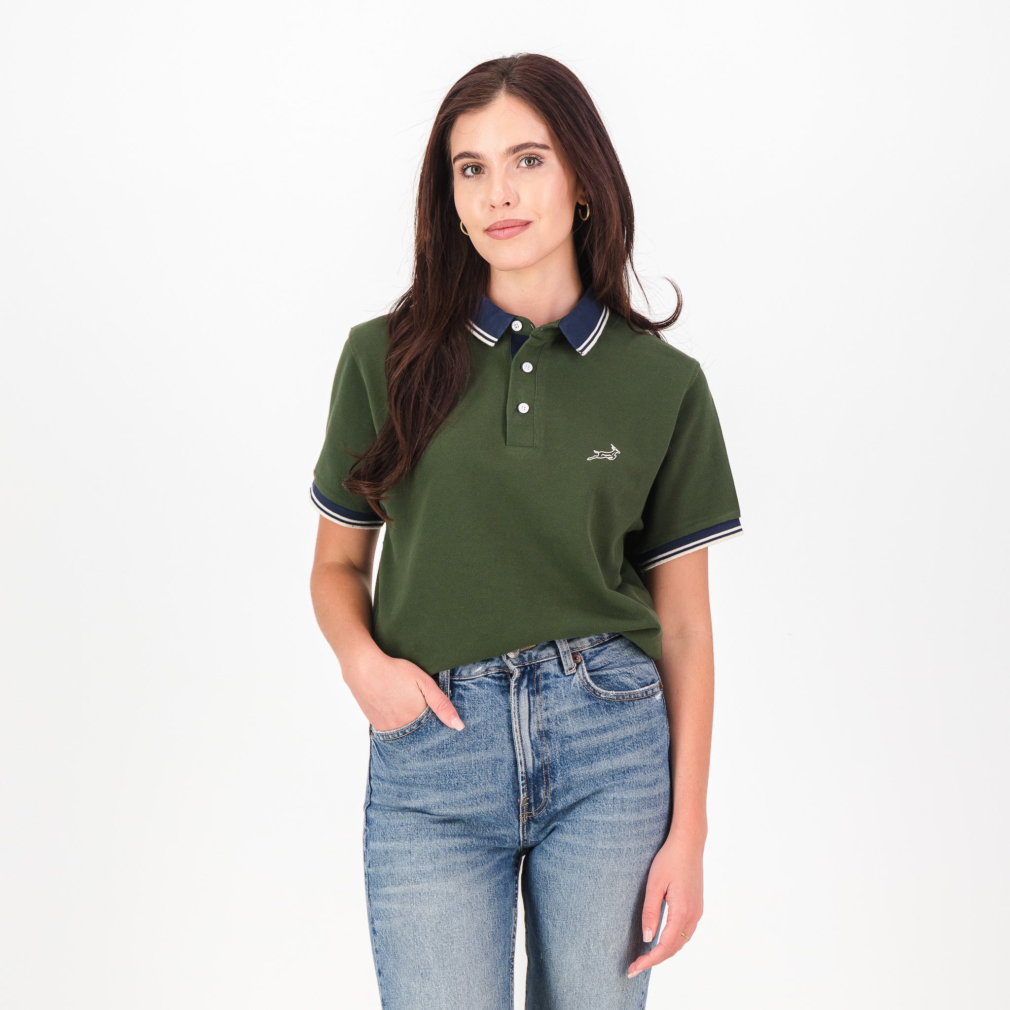 Springboks Tipped SS Polo - Military Olive