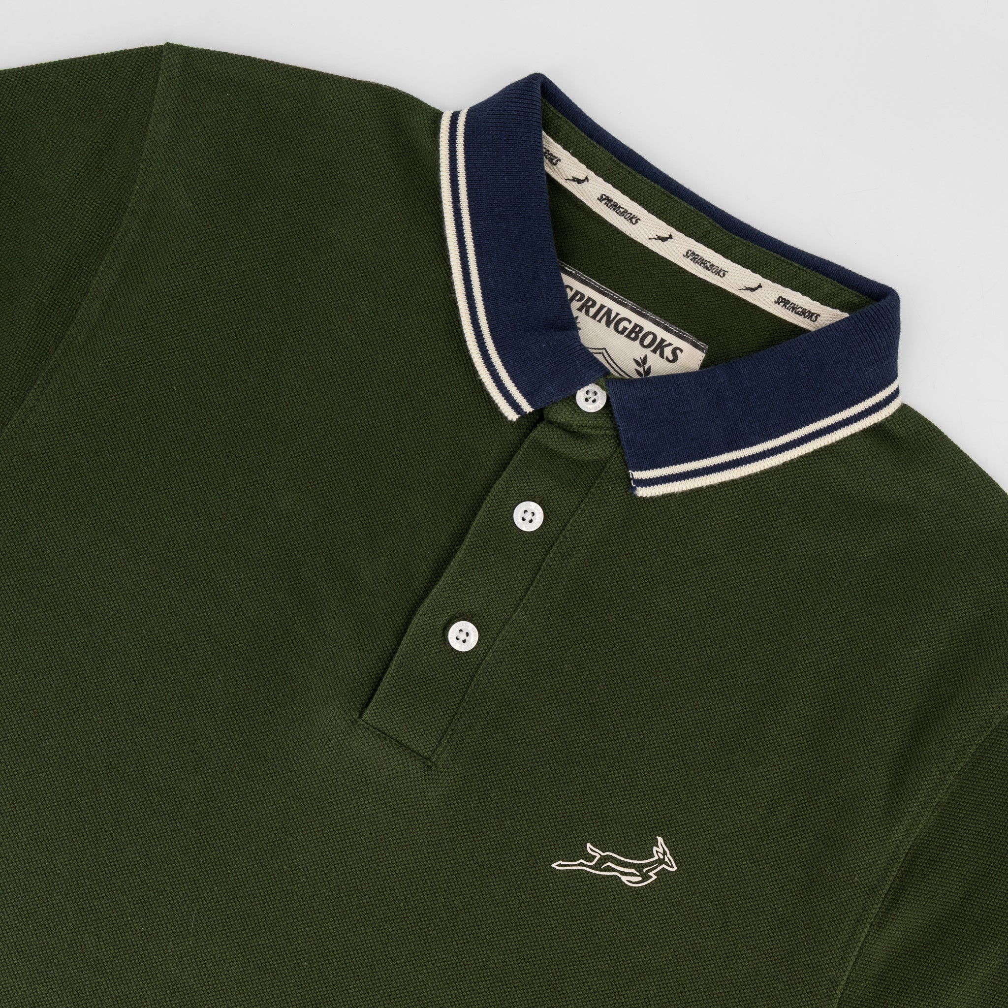 Springboks Tipped SS Polo - Military Olive