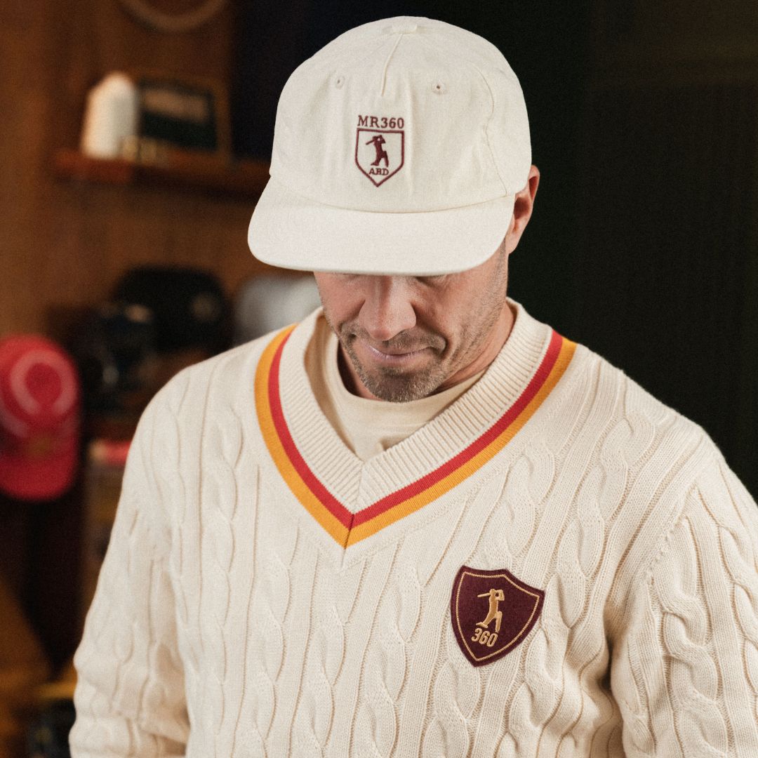 AB de Villiers 360 Crest Traditional Cap Plain Ivory - Old School