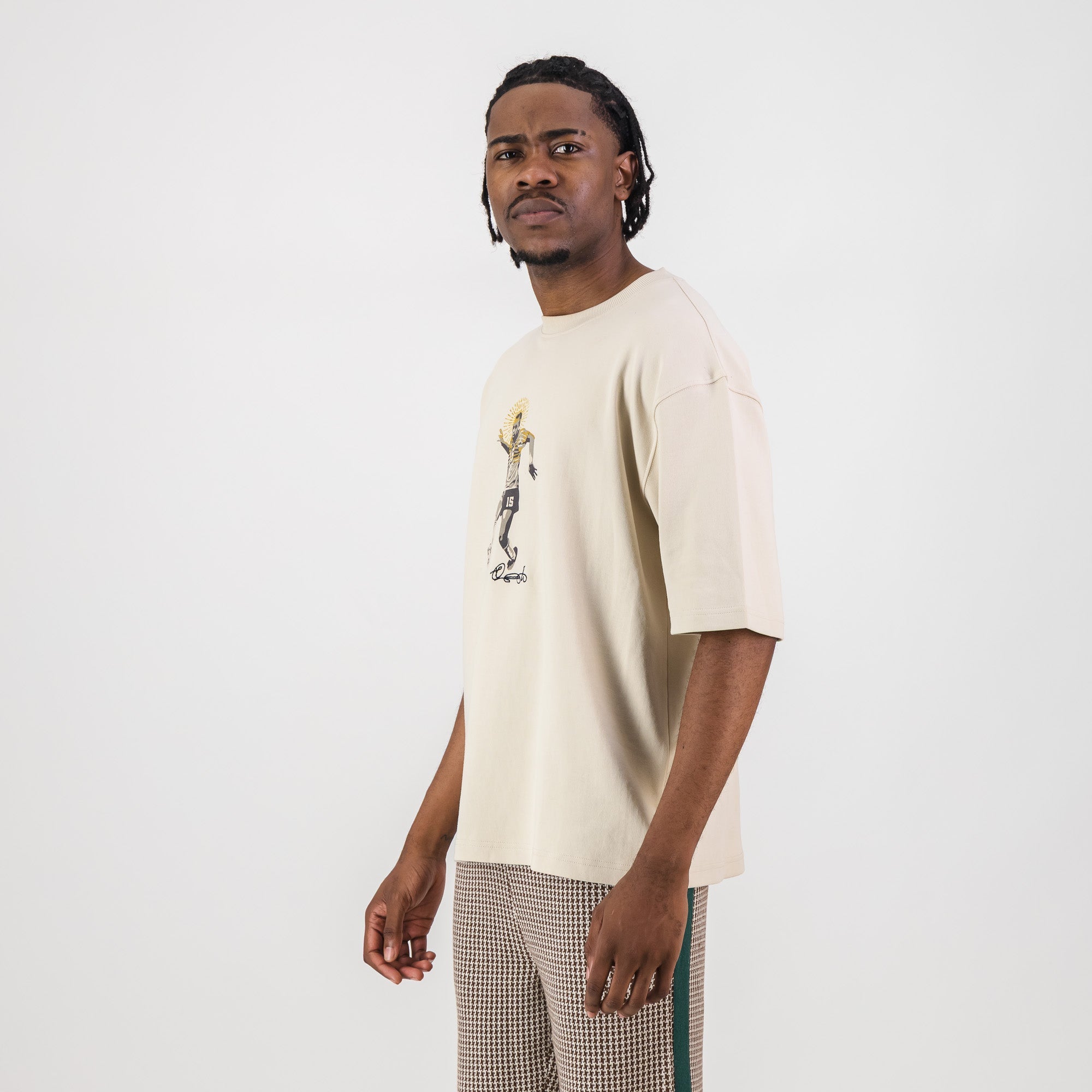 Doctor Khumalo Boxy Crew Tee - Ivory - Old School