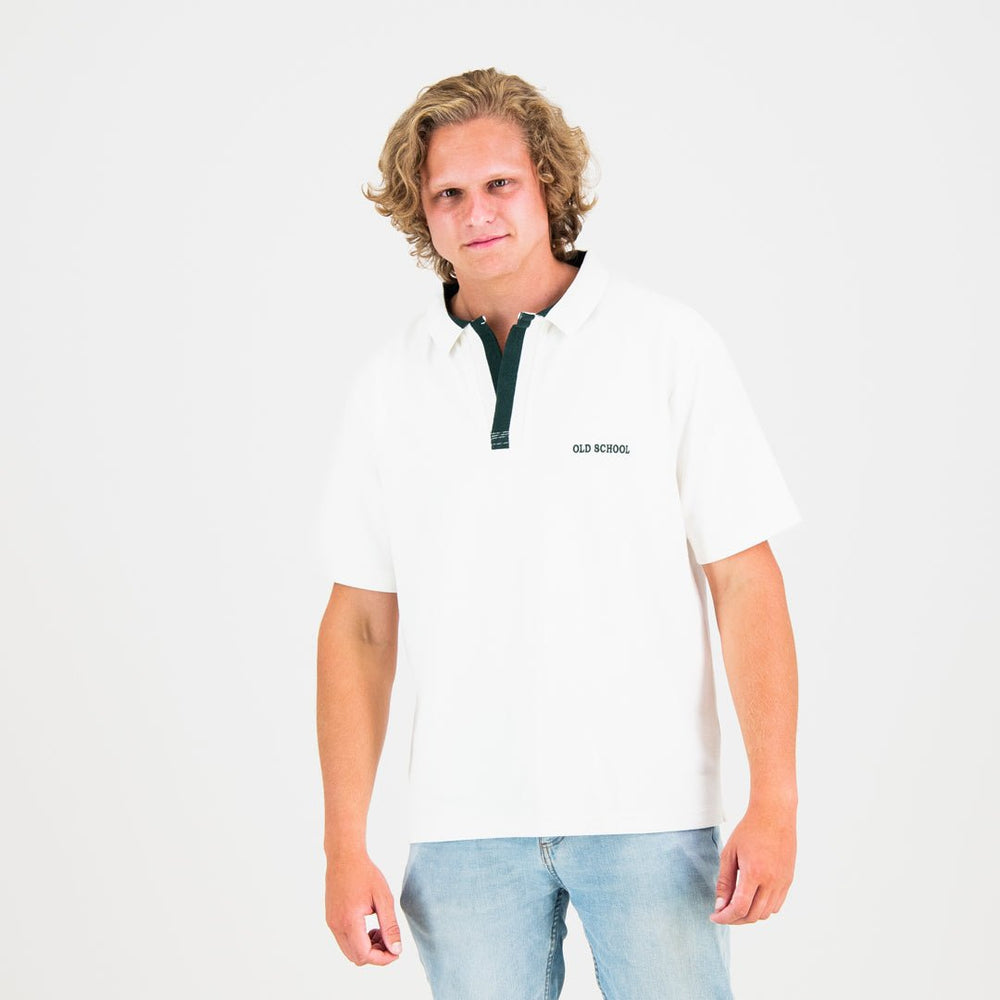 Gentlemen Relaxed Polo - Off White & OS Green - Old School