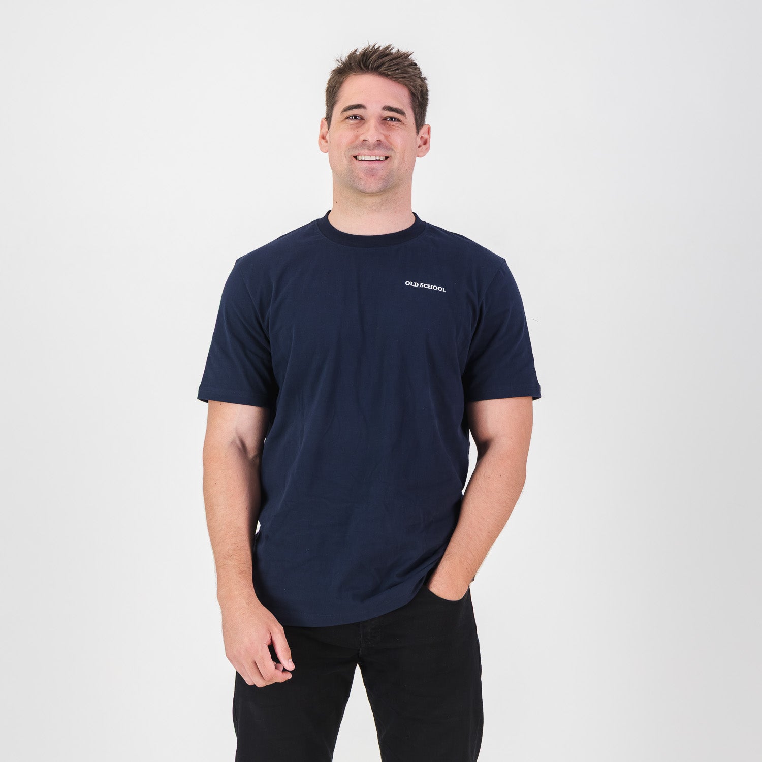 Old School HS Regular Crew Tee - Navy - Old School