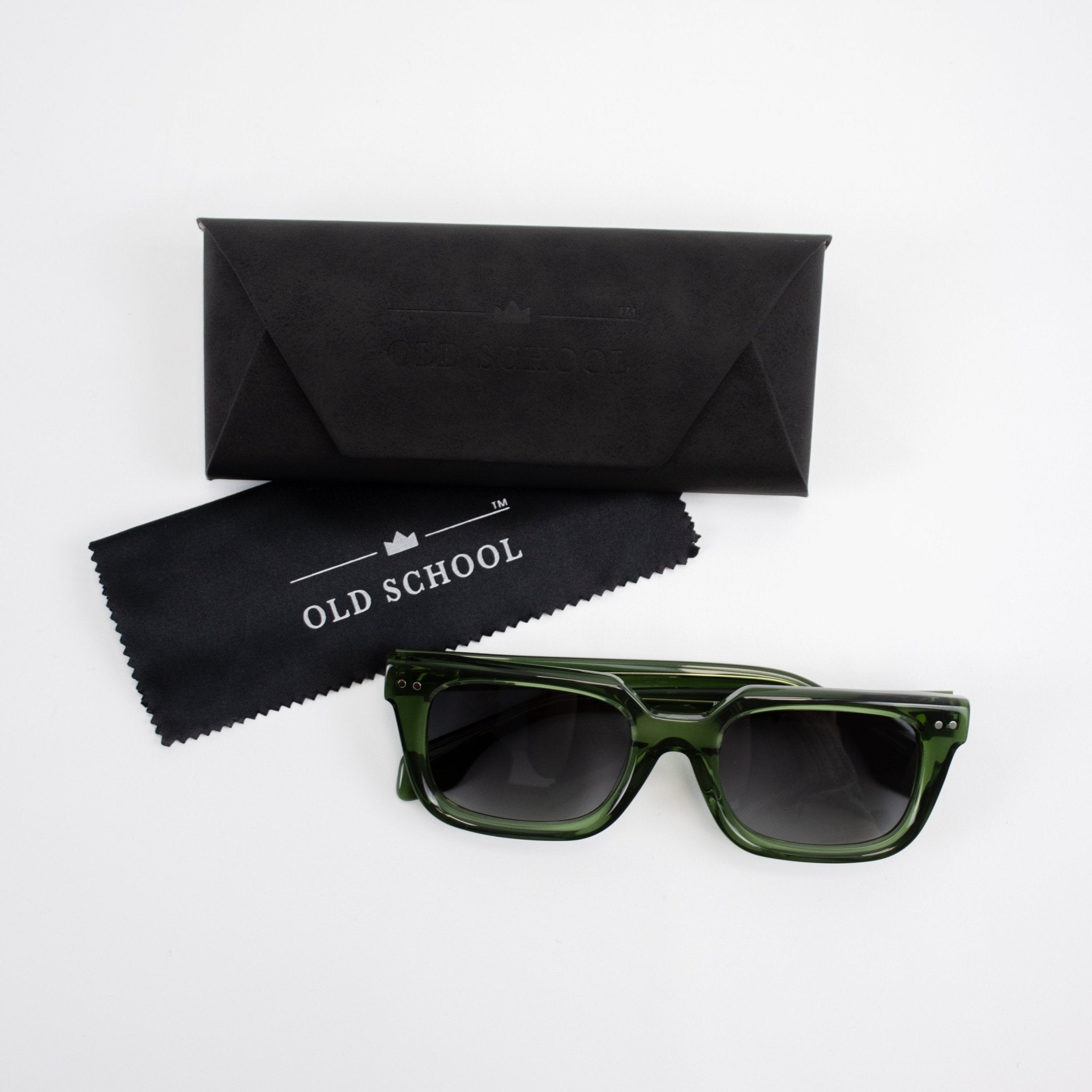 Old School Rectangle Sunglasses - Green - Old School