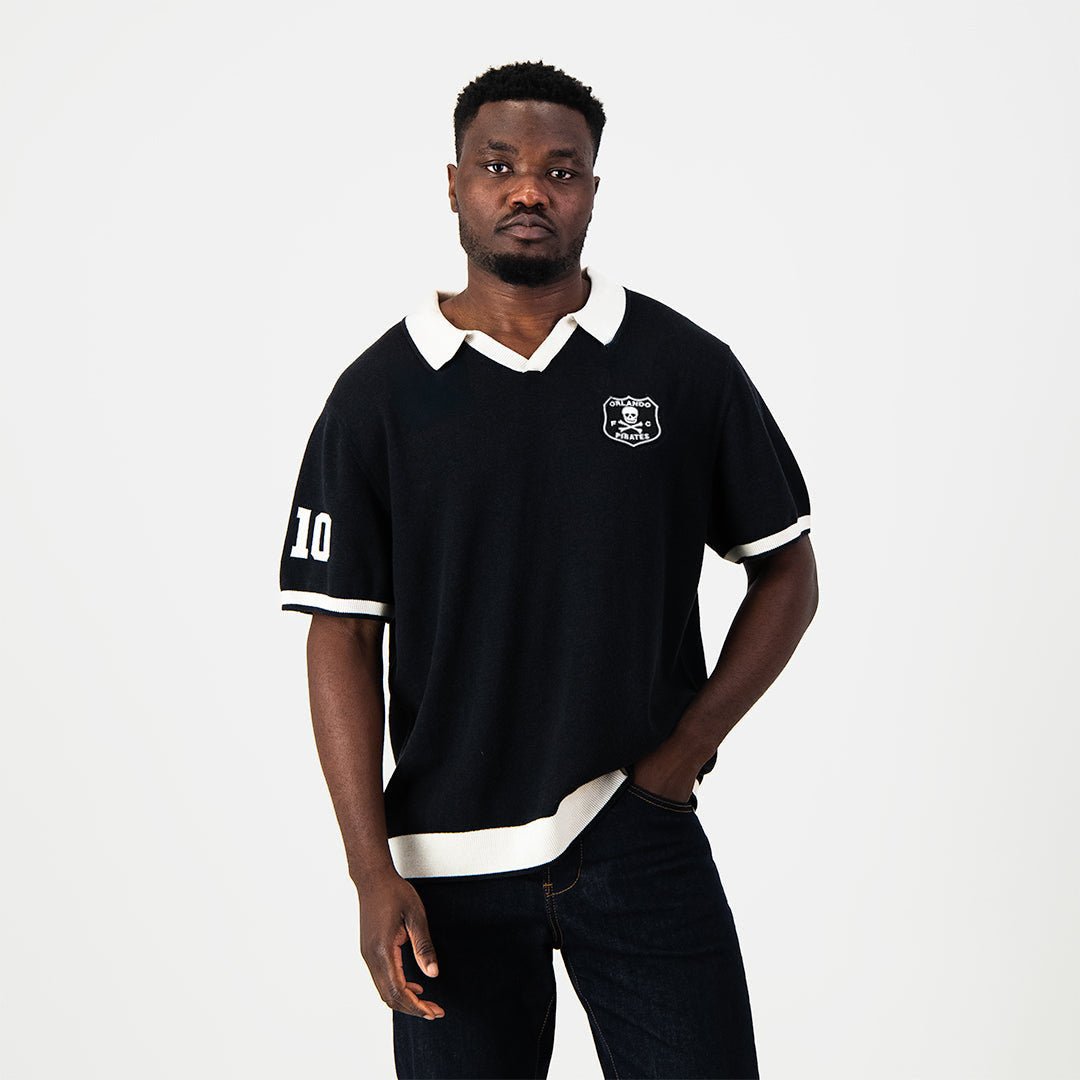 Orlando Pirates Knitted SS Jersey - Black - Old School