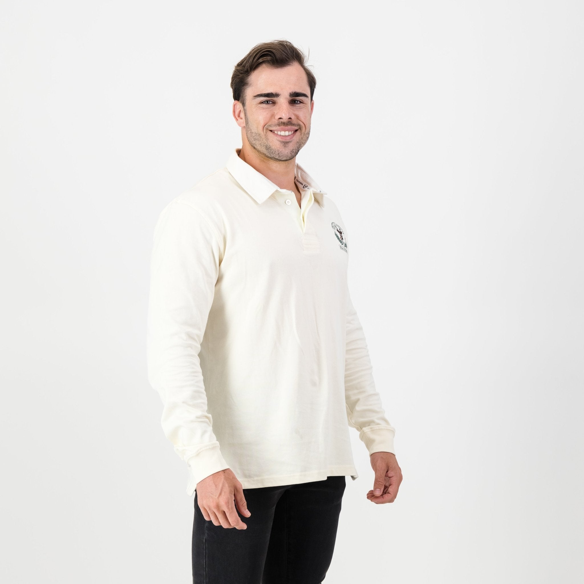 SA Supporters Badge LS Rugby Jersey - Ivory - Old School