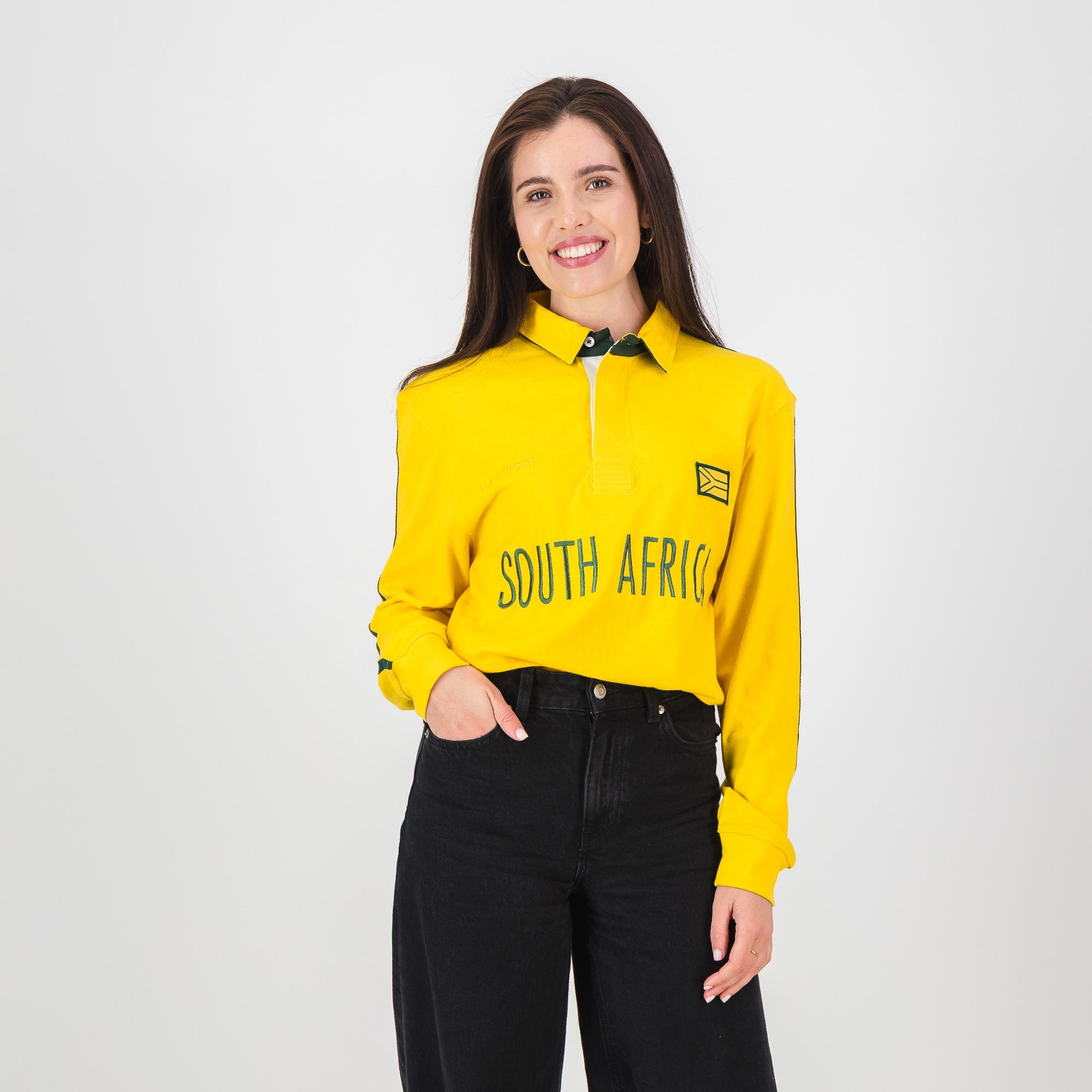 SA Supporters Flag SA LS Rugby Jersey - Spectra Yellow - Old School