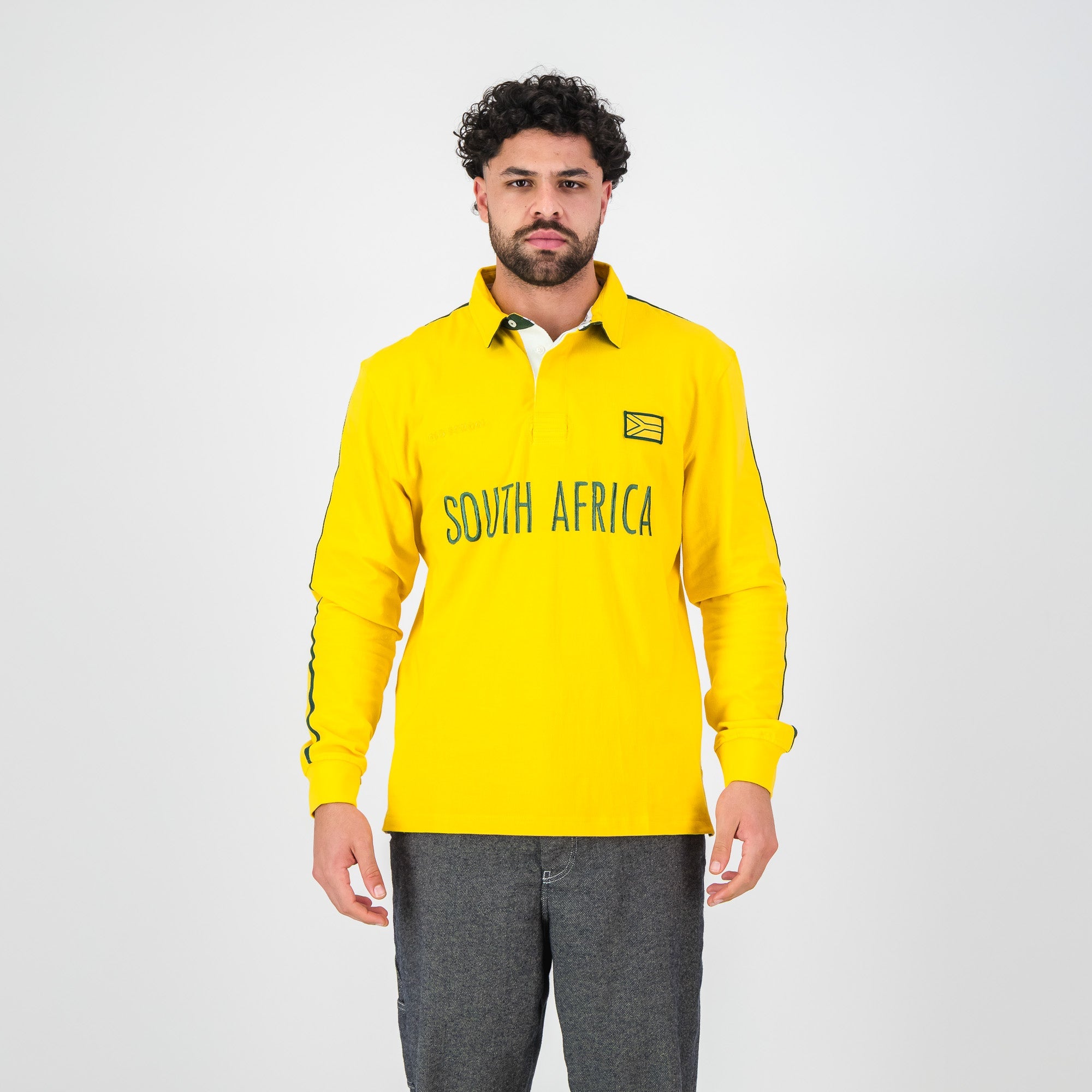 SA Supporters Flag SA LS Rugby Jersey - Spectra Yellow - Old School
