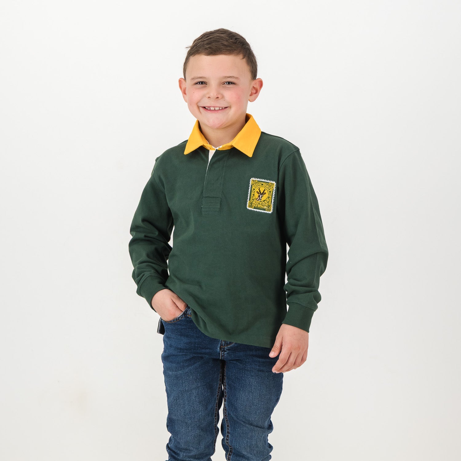 SA Supporters Kids LS Rugby Jersey - OS Green - Old School