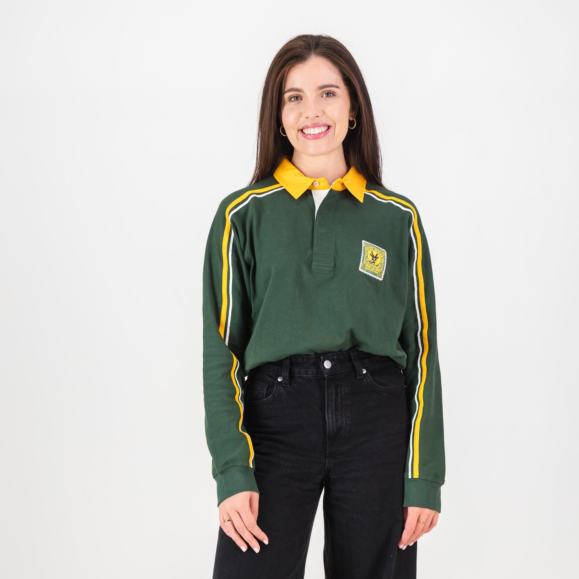 SA Supporters Styled LS Rugby Jersey - OS Green - Old School