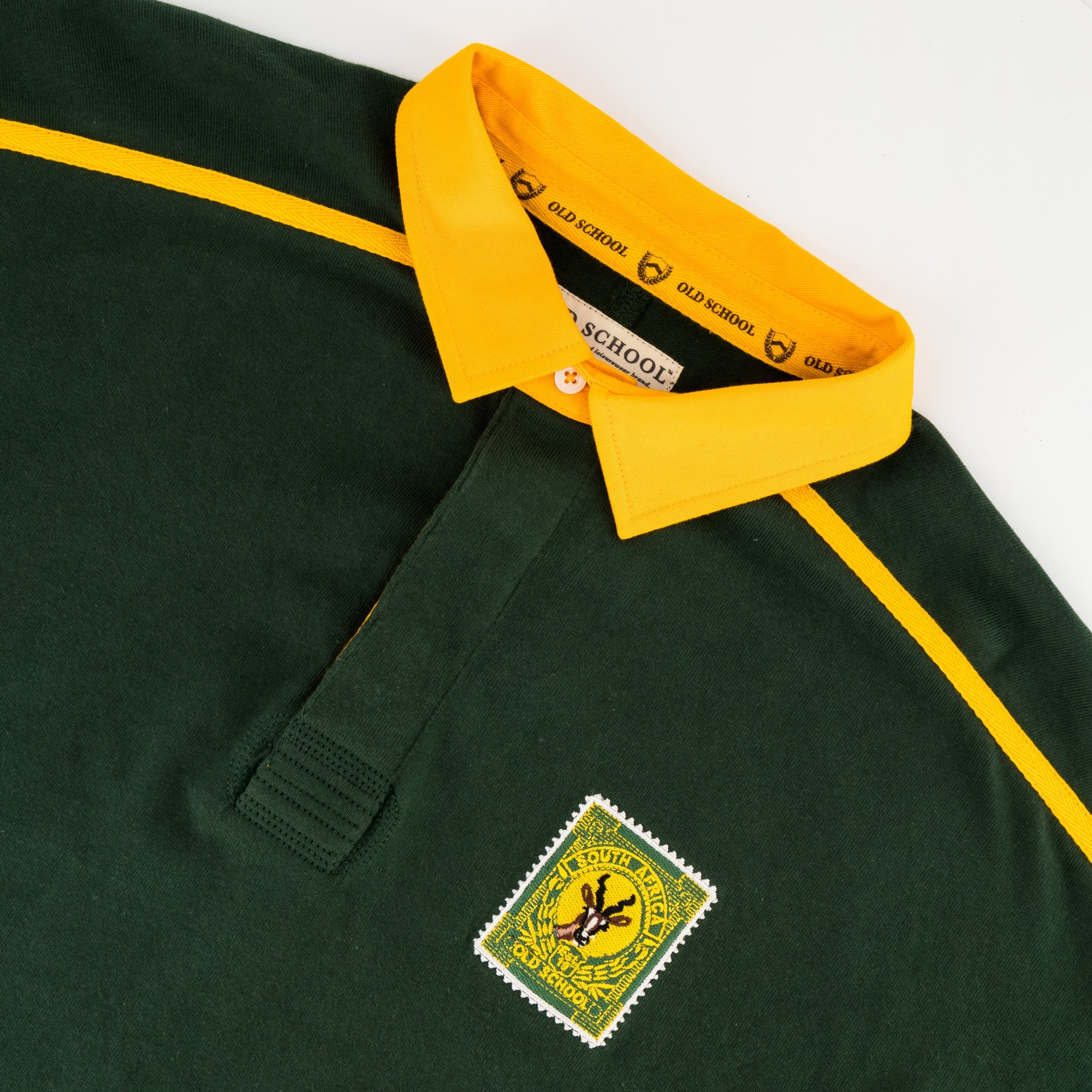 SA Supporters Twill Raglan LS Rugby Jersey - OS Green - Old School