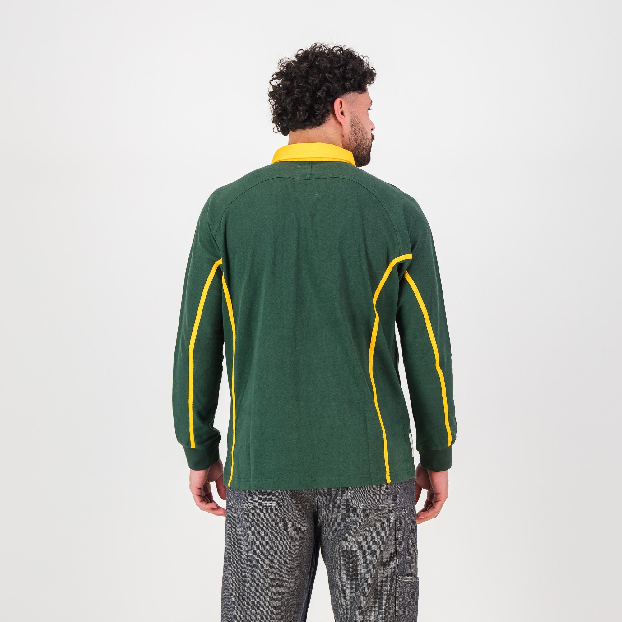 SA Supporters Twill Raglan LS Rugby Jersey - OS Green - Old School