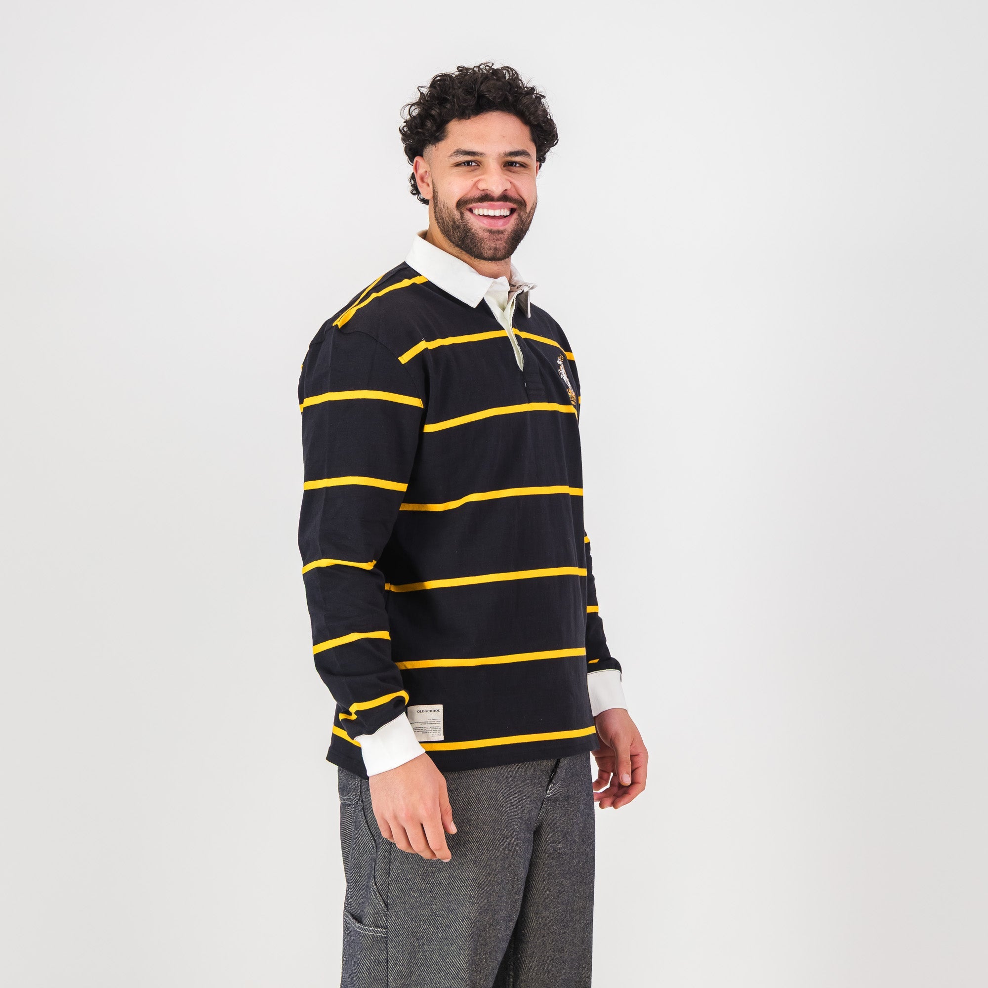 Schools Queens College YD LS Rugby Jersey - Black - Old School