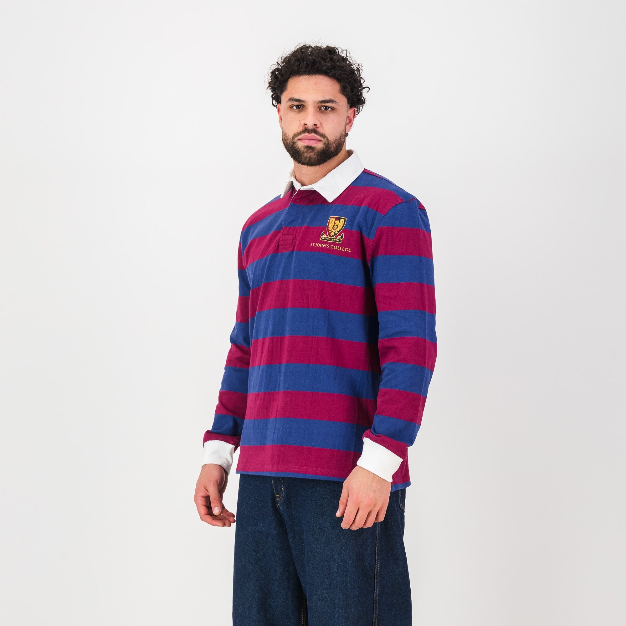 Schools St Johns Long Sleeve Rugby Jersey - Navy Peony - Old School