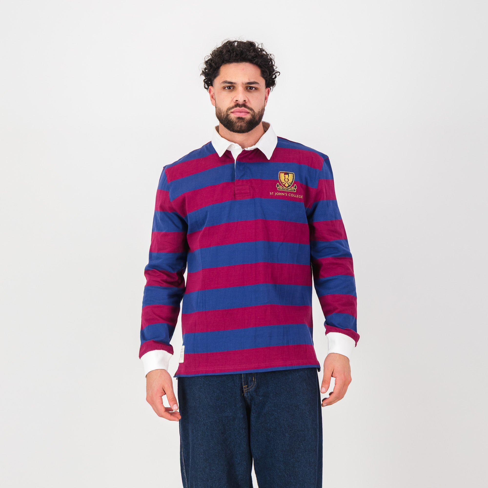 Schools St Johns Long Sleeve Rugby Jersey - Navy Peony - Old School