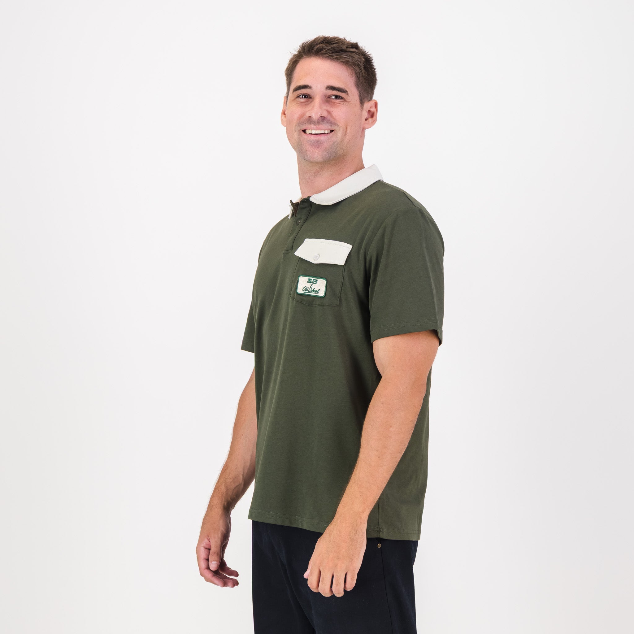 Southern Guards Retro Short Sleeve Golf Polo Pocket Patch Green - Old School