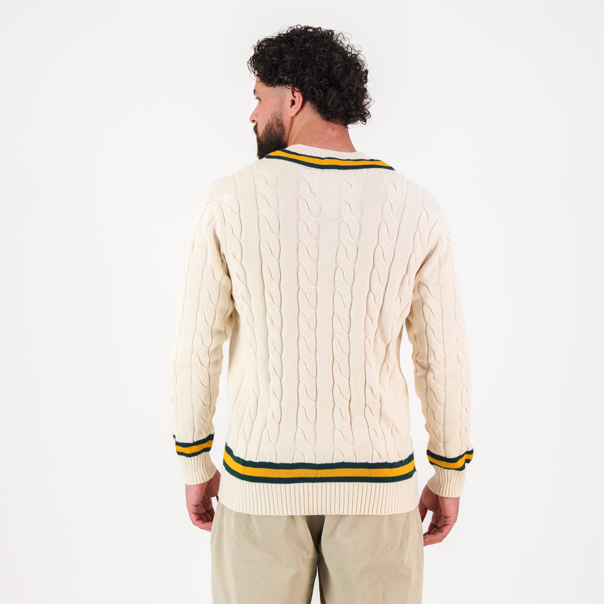 Springboks 95 LS V - neck Knit - Ivory - Old School