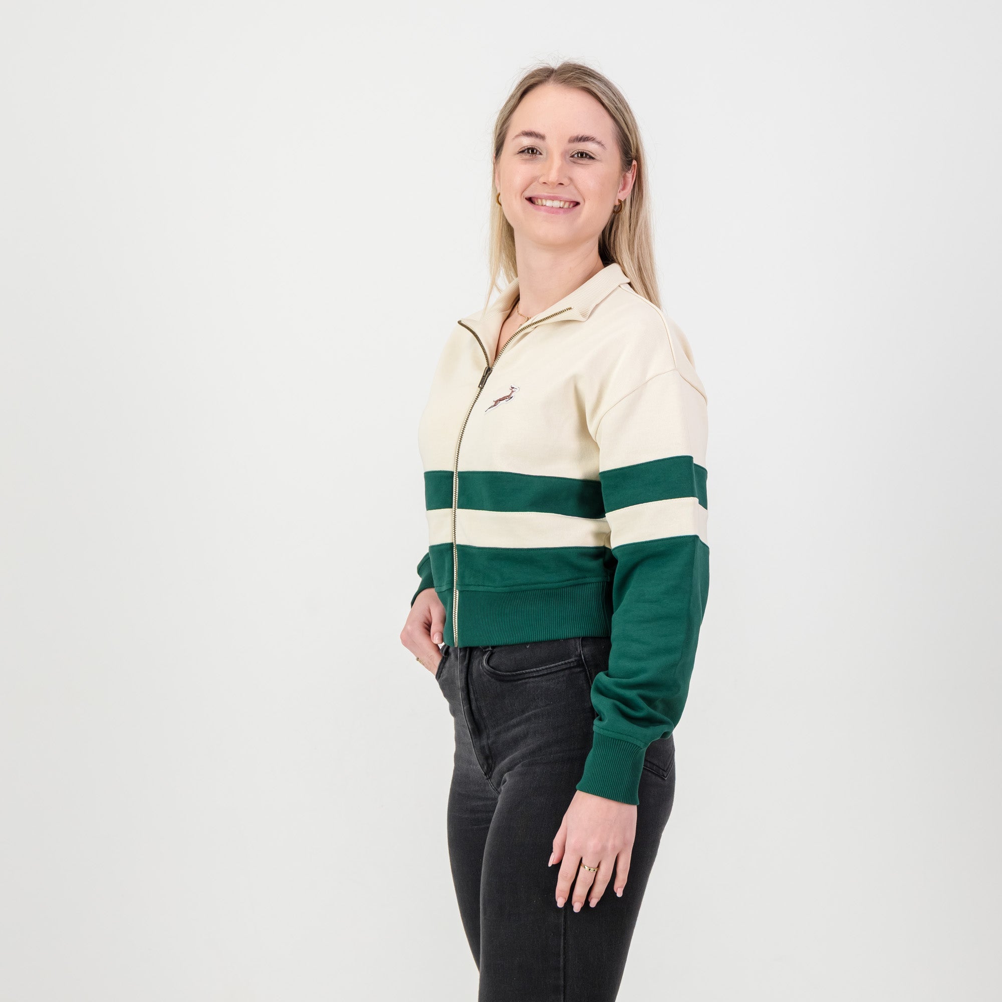 Springboks CB Zip Through Sweat - OS Green - Old School