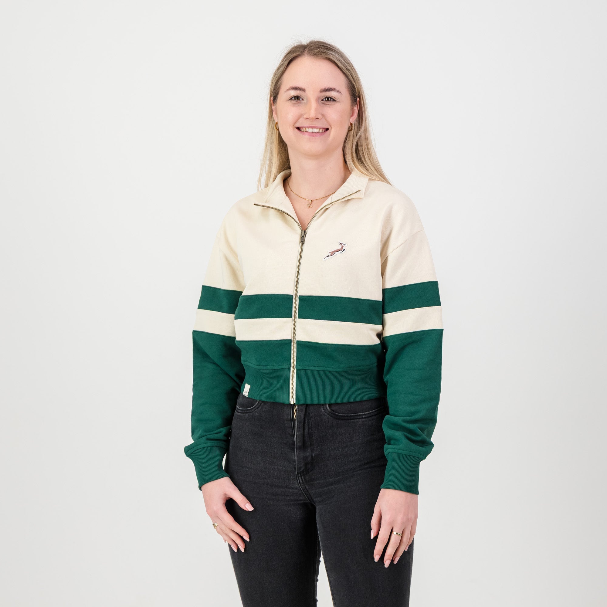 Springboks CB Zip Through Sweat - OS Green - Old School