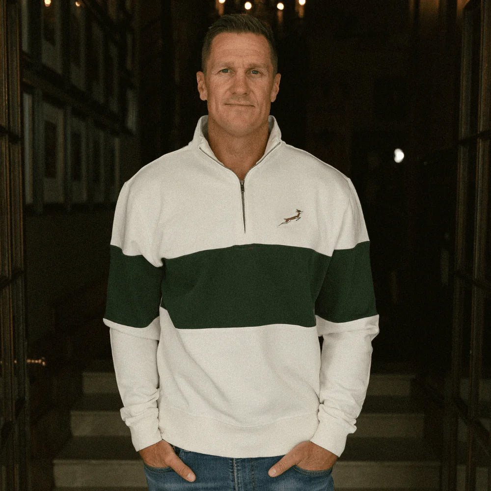 Springboks Classic Hoop Quarter Zip - Cloud Dancer - Old School