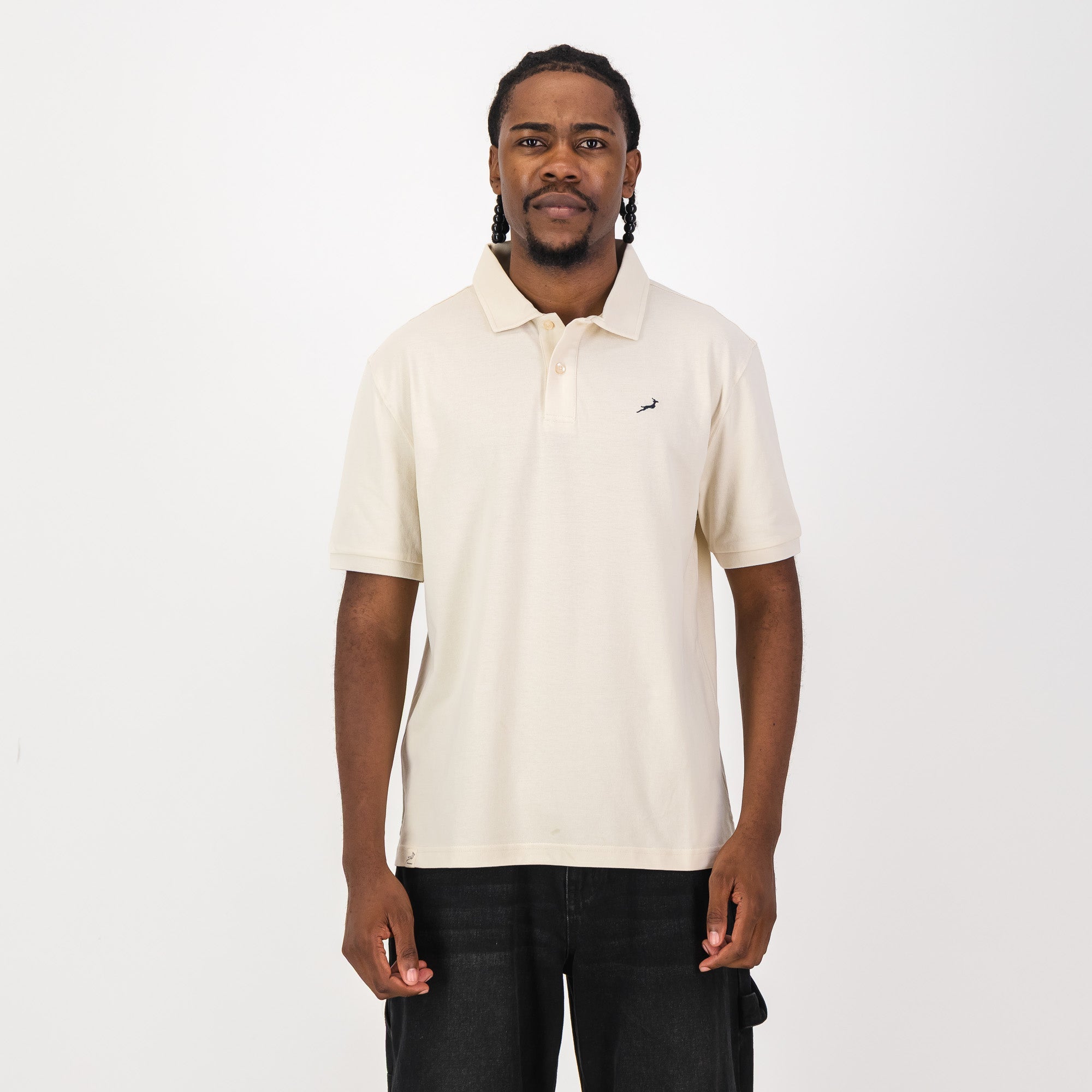 Springboks Contrast Embroidery Polo - Ivory - Old School