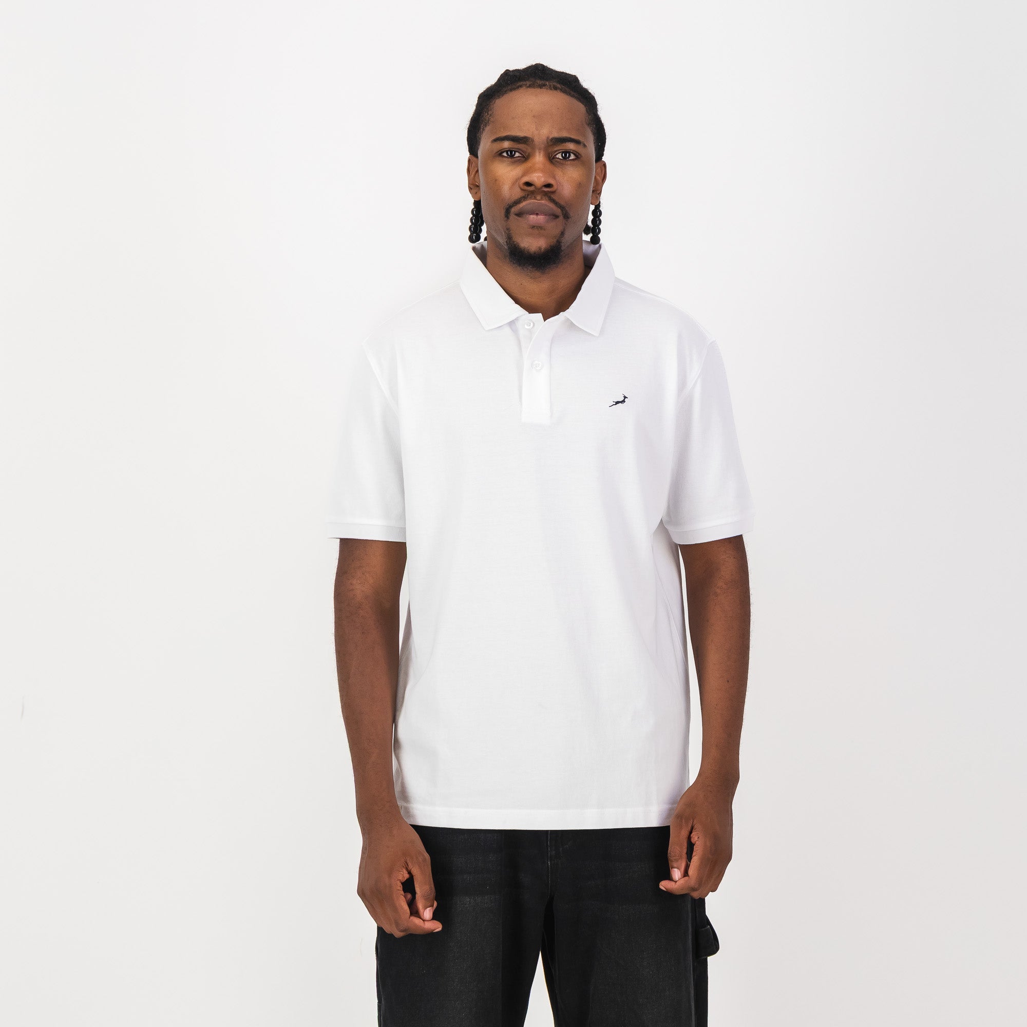 Springboks Contrast Embroidery Polo - White - Old School