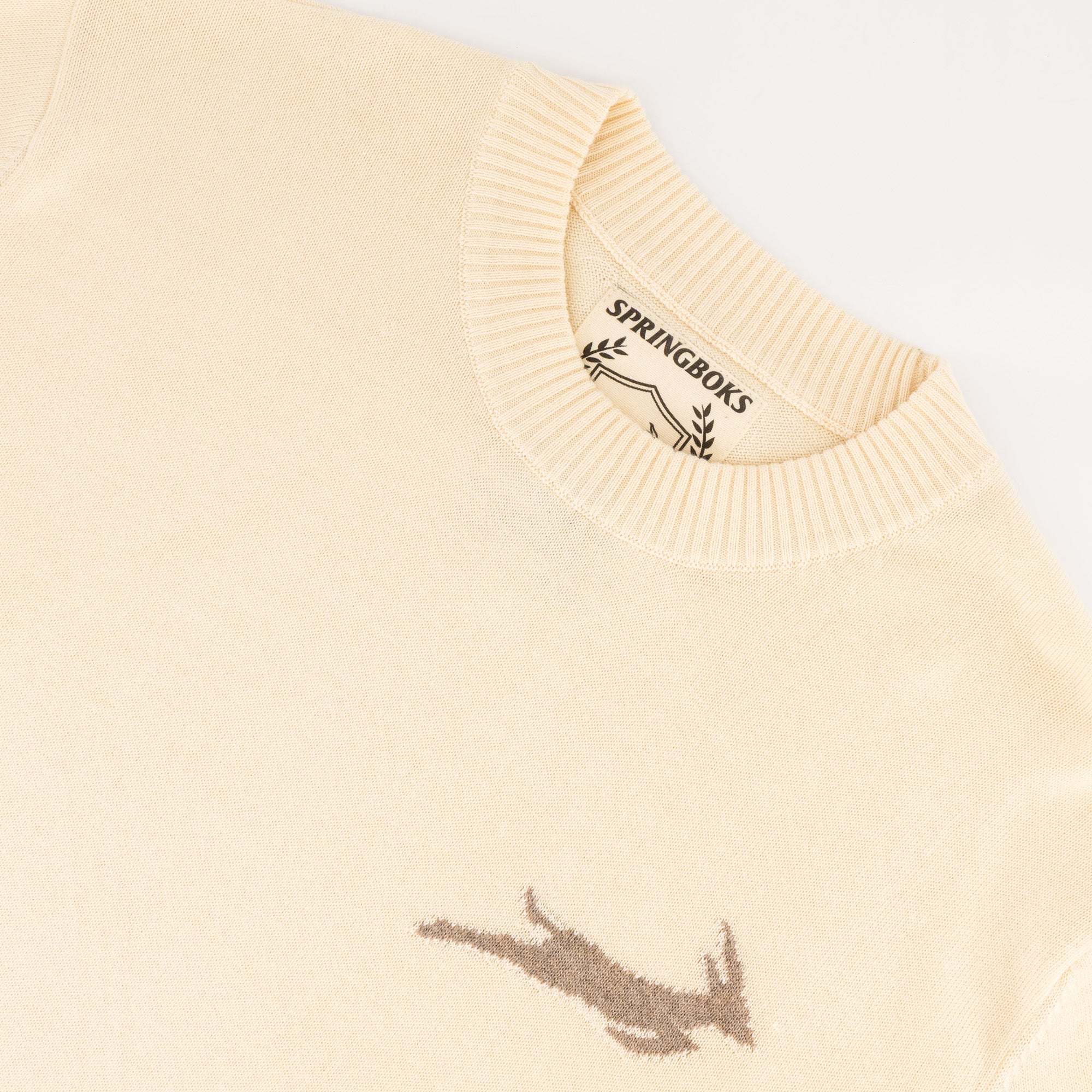 Springboks Faded Bok Crew Neck Knit - Ivory - Old School