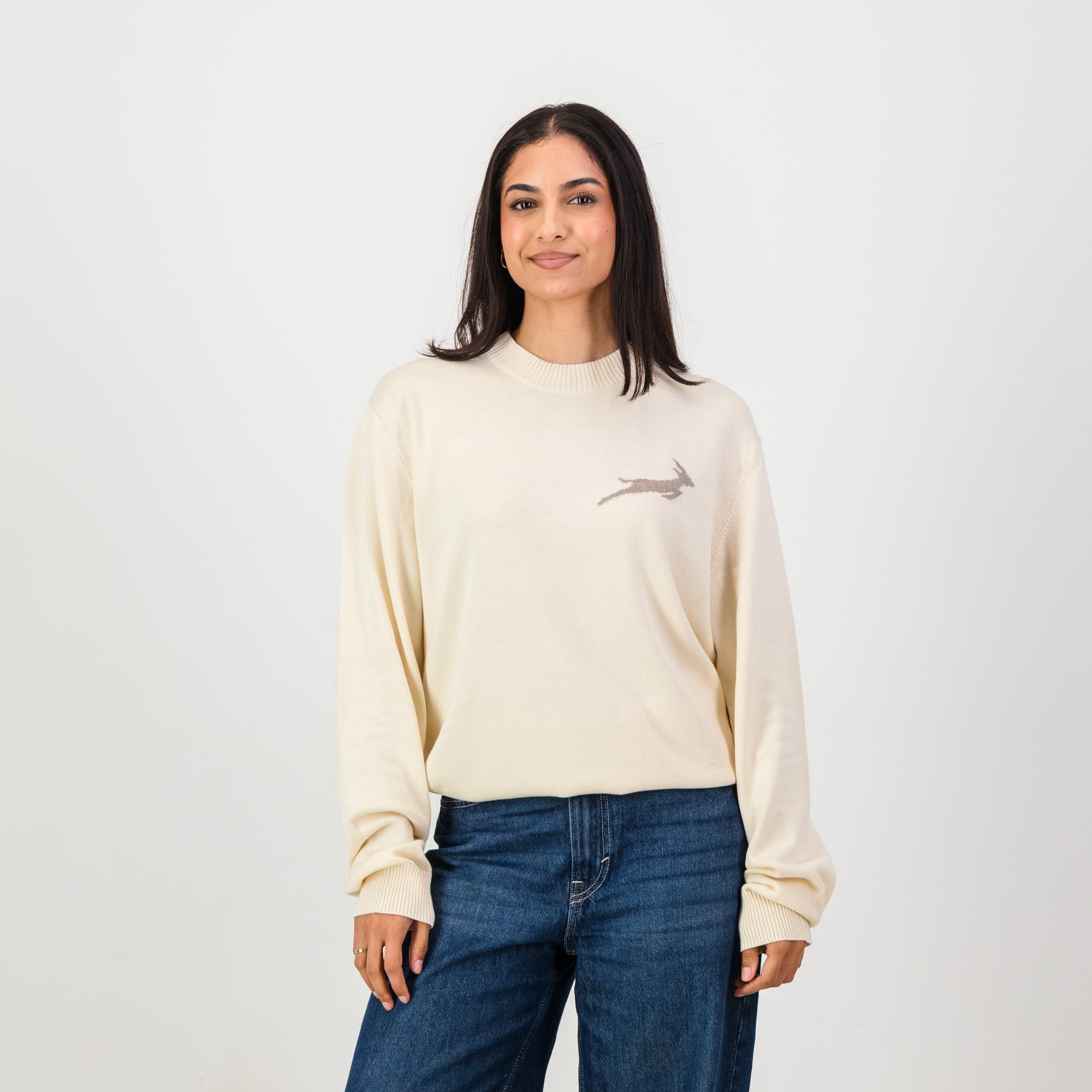 Springboks Faded Bok Crew Neck Knit - Ivory - Old School