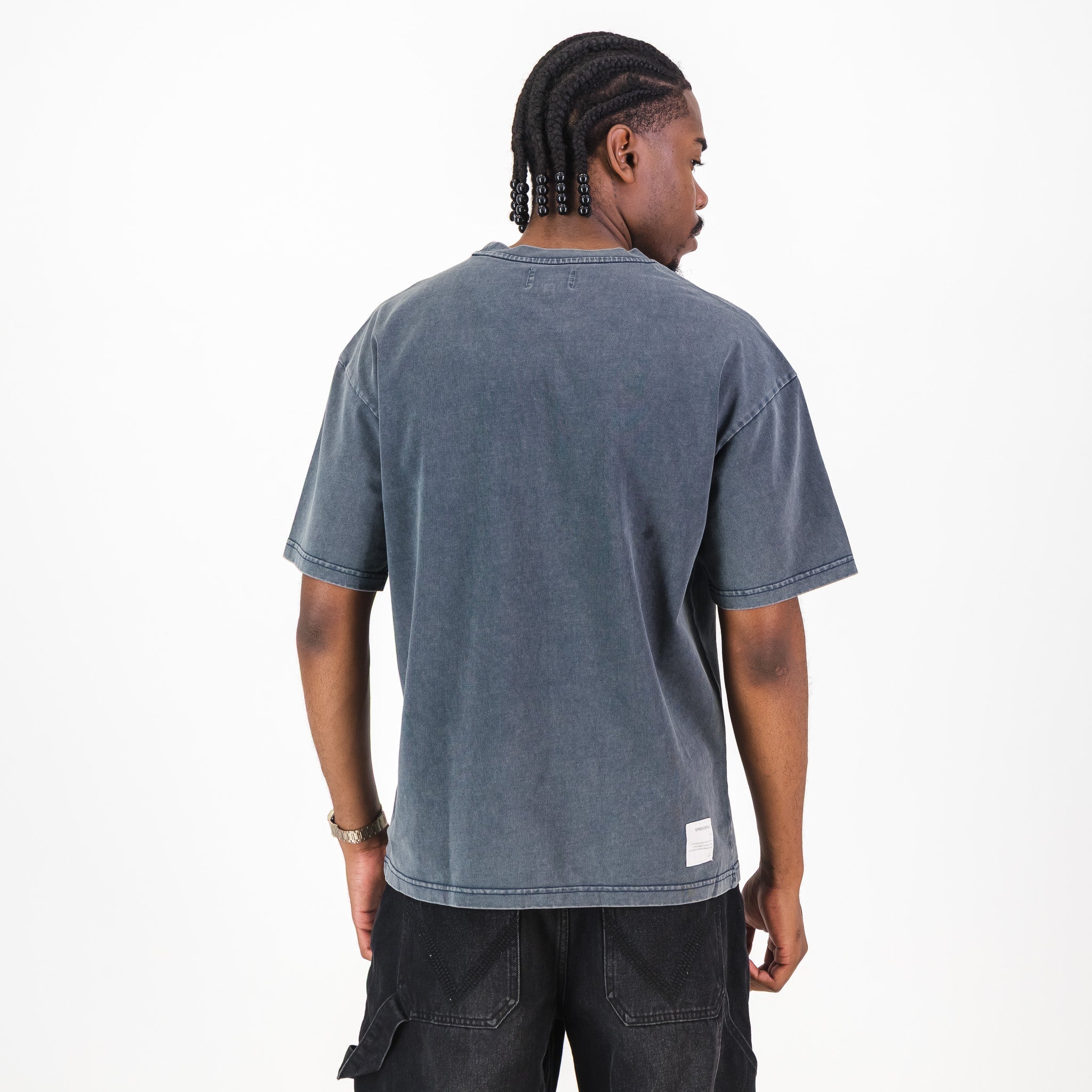 Springboks Four Wins Acid Wash Boxy Crew Tee - Skyway - Old School