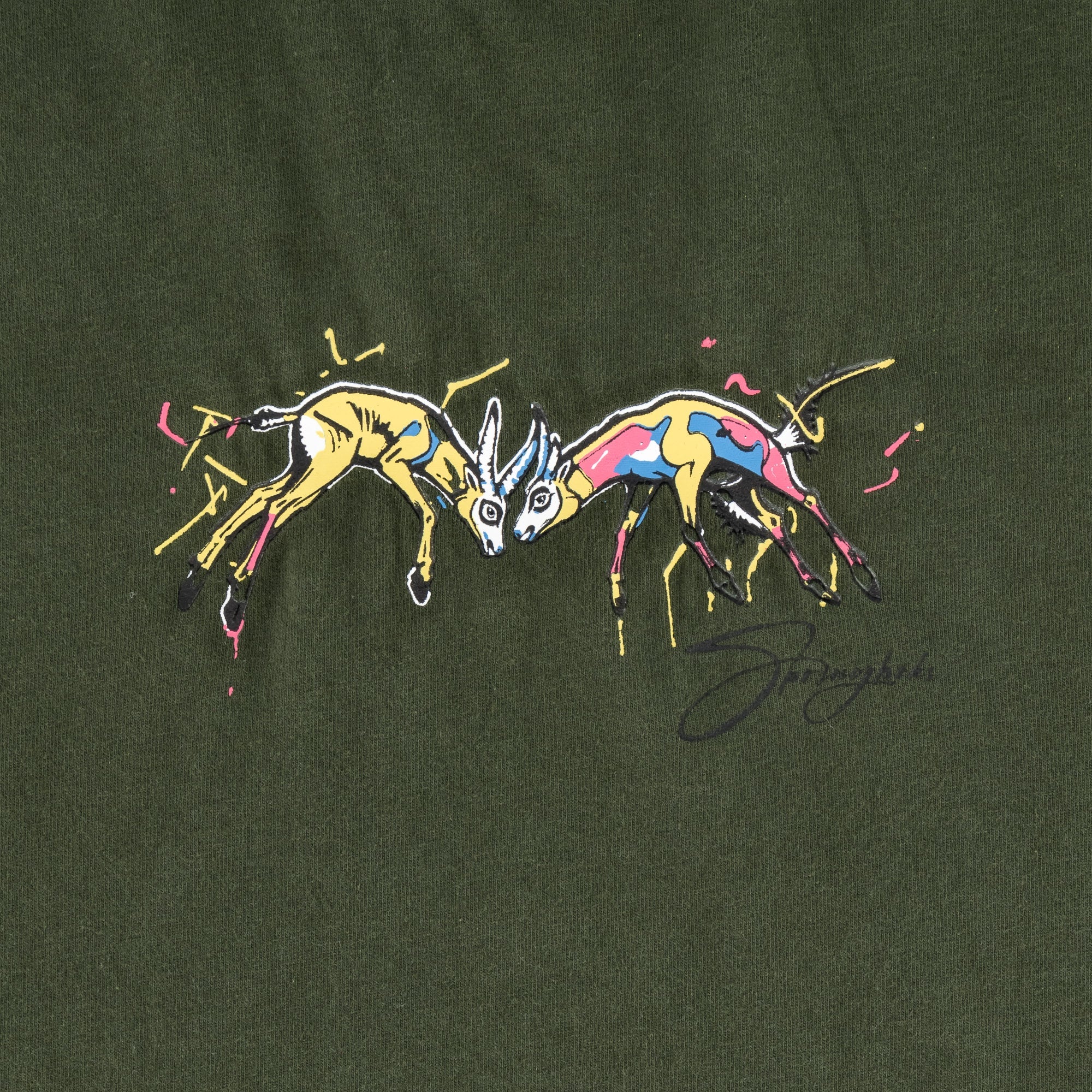 Springboks Graffiti Regular Crew Tee - Military Olive - Old School