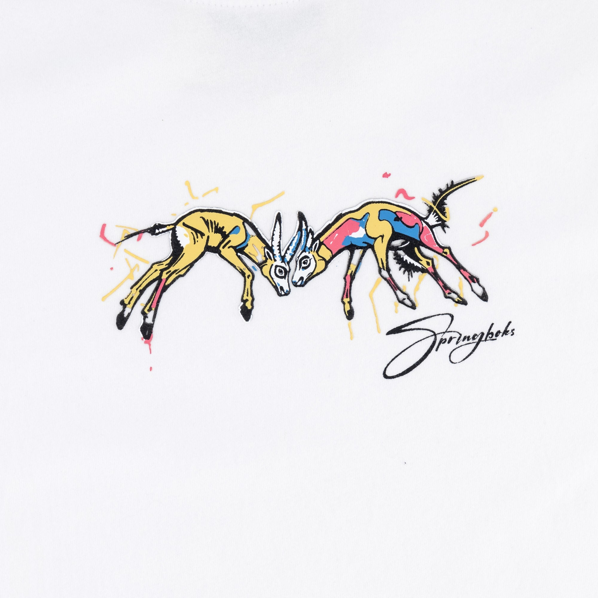 Springboks Graffiti Regular Crew Tee - White - Old School