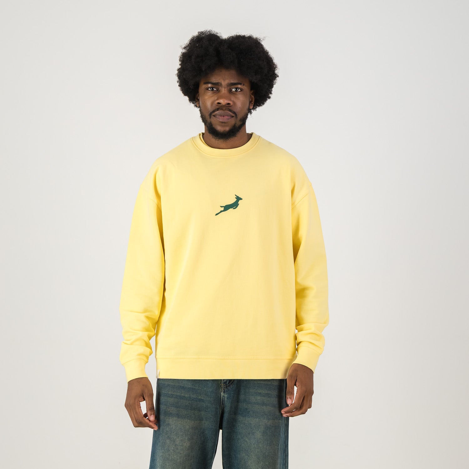 Springboks HS Middle Logo Crew Sweat - Sunshine - Old School