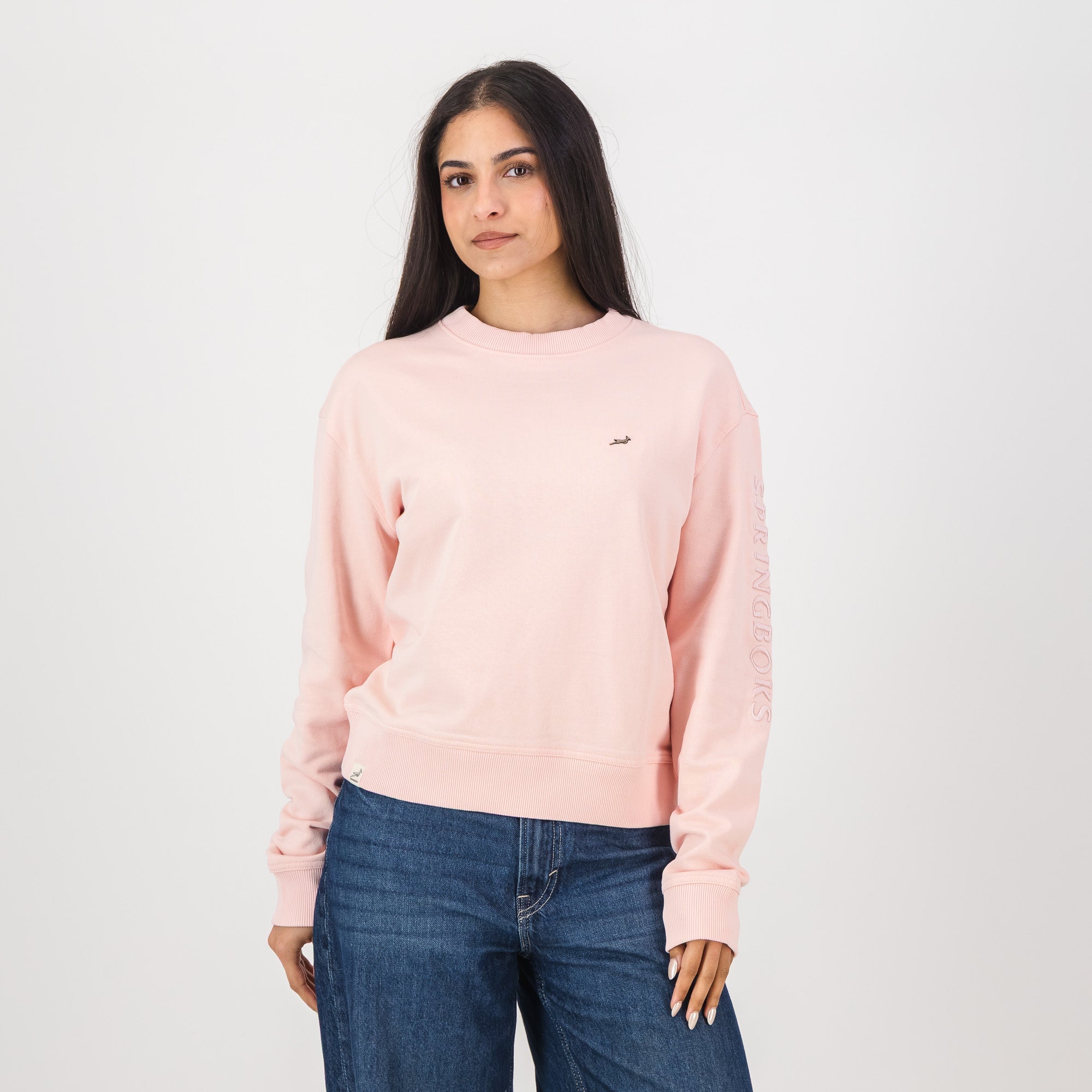 Springboks Metal Rivet Crew Sweat - Rose Quartz - Old School