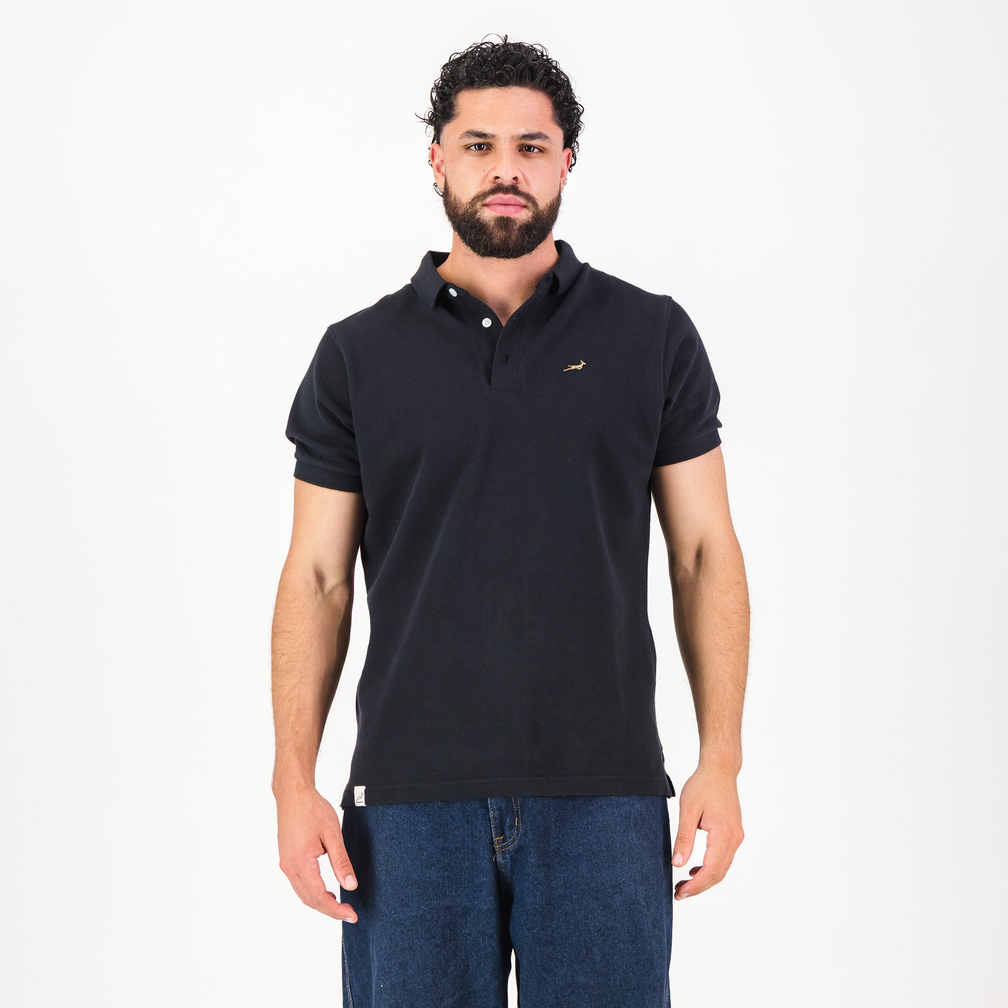 Springboks Metal Rivet SS Polo - Black - Old School