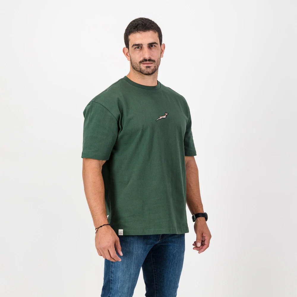 Springboks Nat Badge Boxy Crew Tee - OS Green - Old School