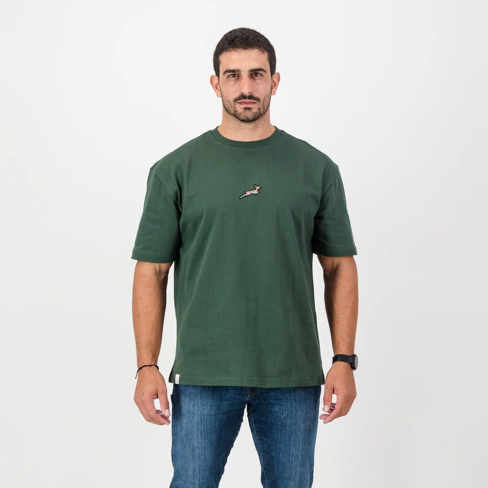 Springboks Nat Badge Boxy Crew Tee - OS Green - Old School