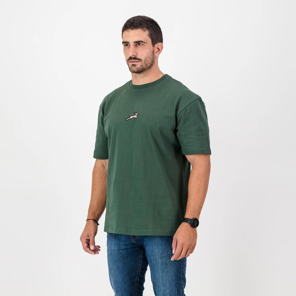 Springboks Nat Badge Boxy Crew Tee - OS Green - Old School
