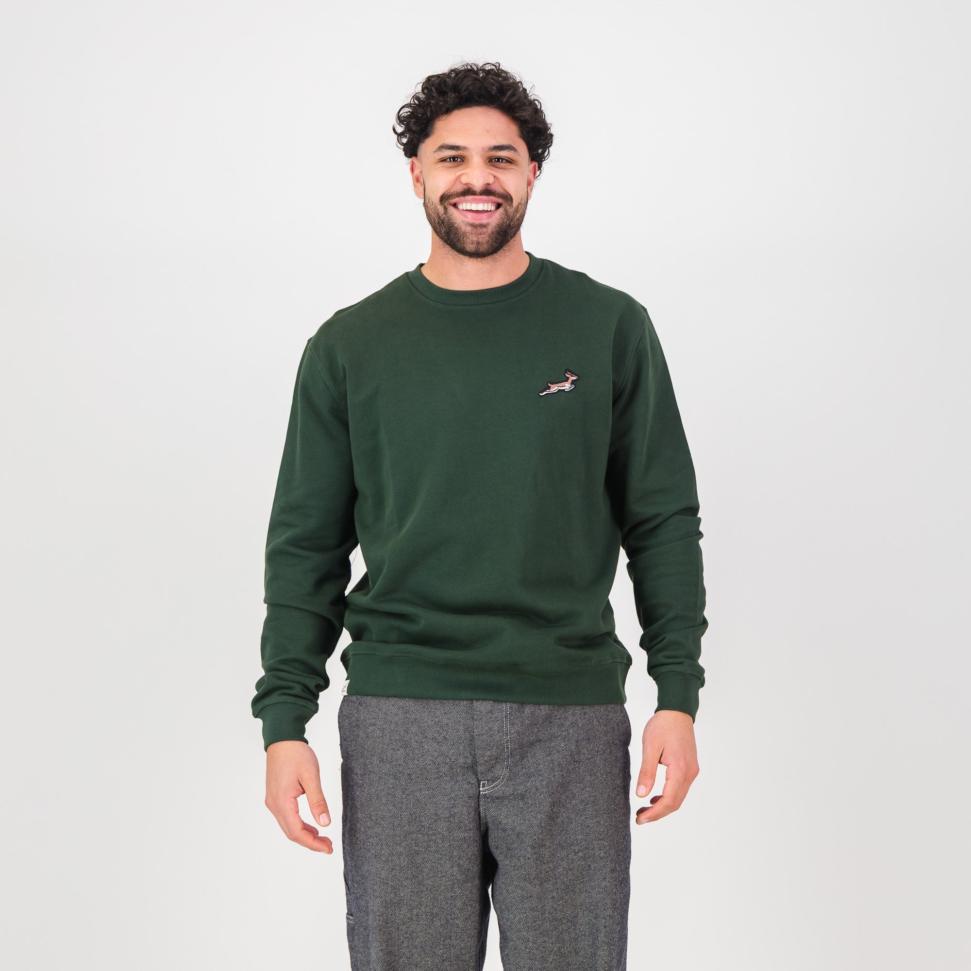 Springboks Nat Badge Crew Neck Sweat - OS Green - Old School