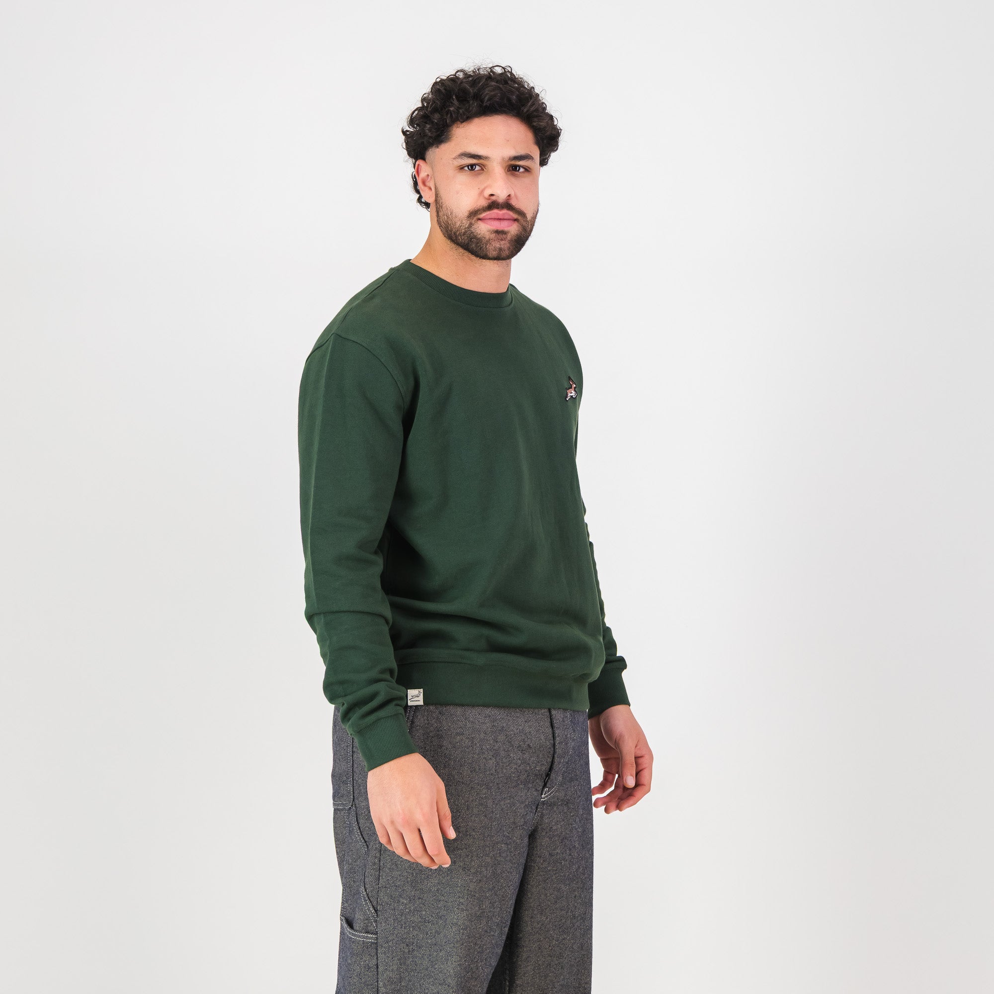 Springboks Nat Badge Crew Neck Sweat - OS Green - Old School