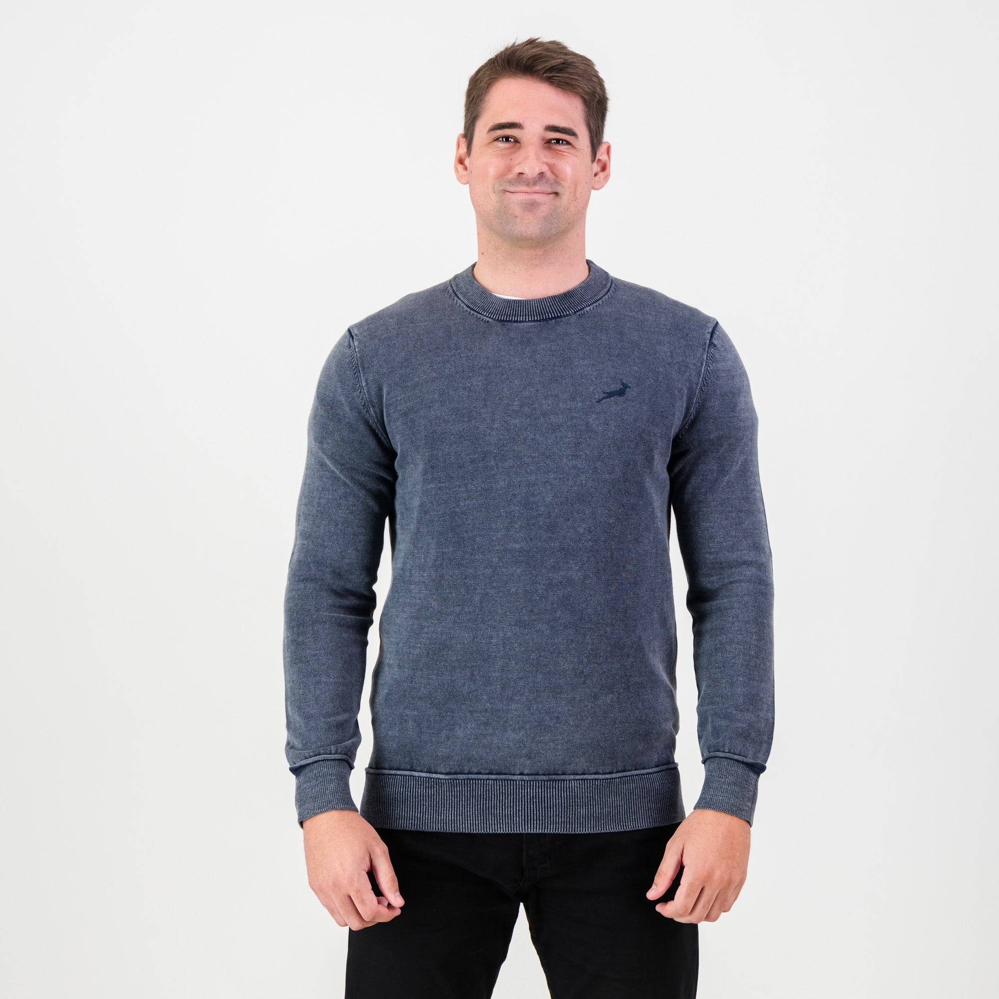 Springboks Overdyed Crew Neck Knit - Navy - Old School