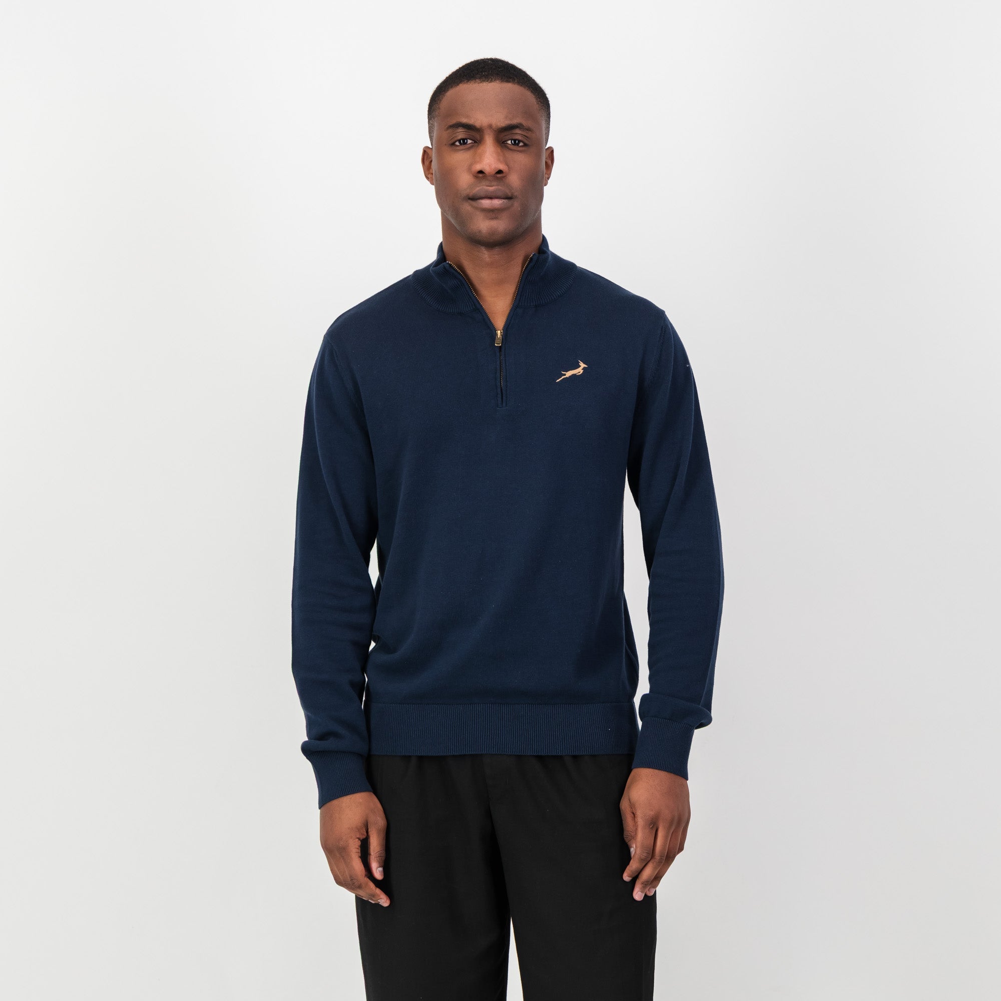 Springboks Quarter Zip Knit - Navy - Old School