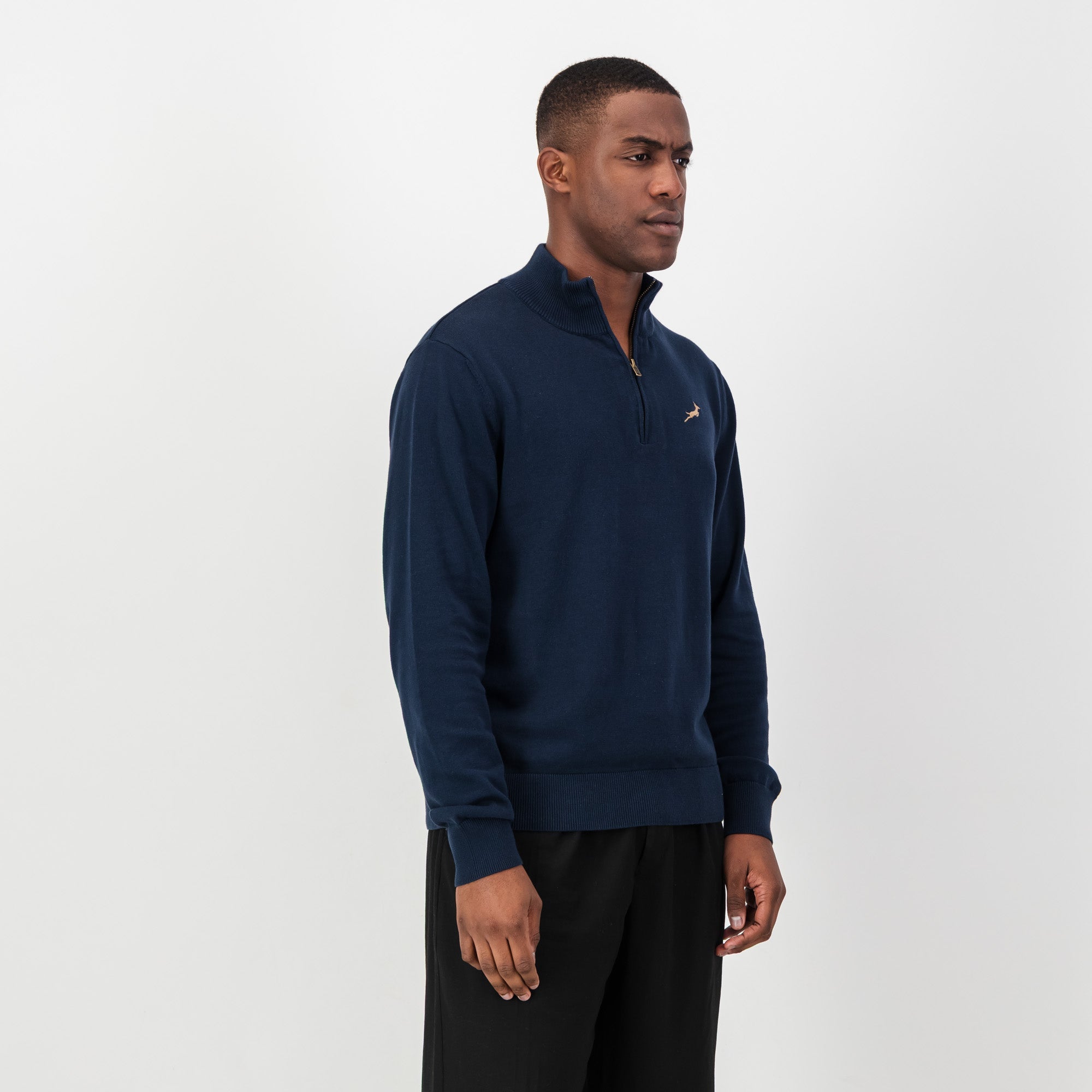 Springboks Quarter Zip Knit - Navy - Old School