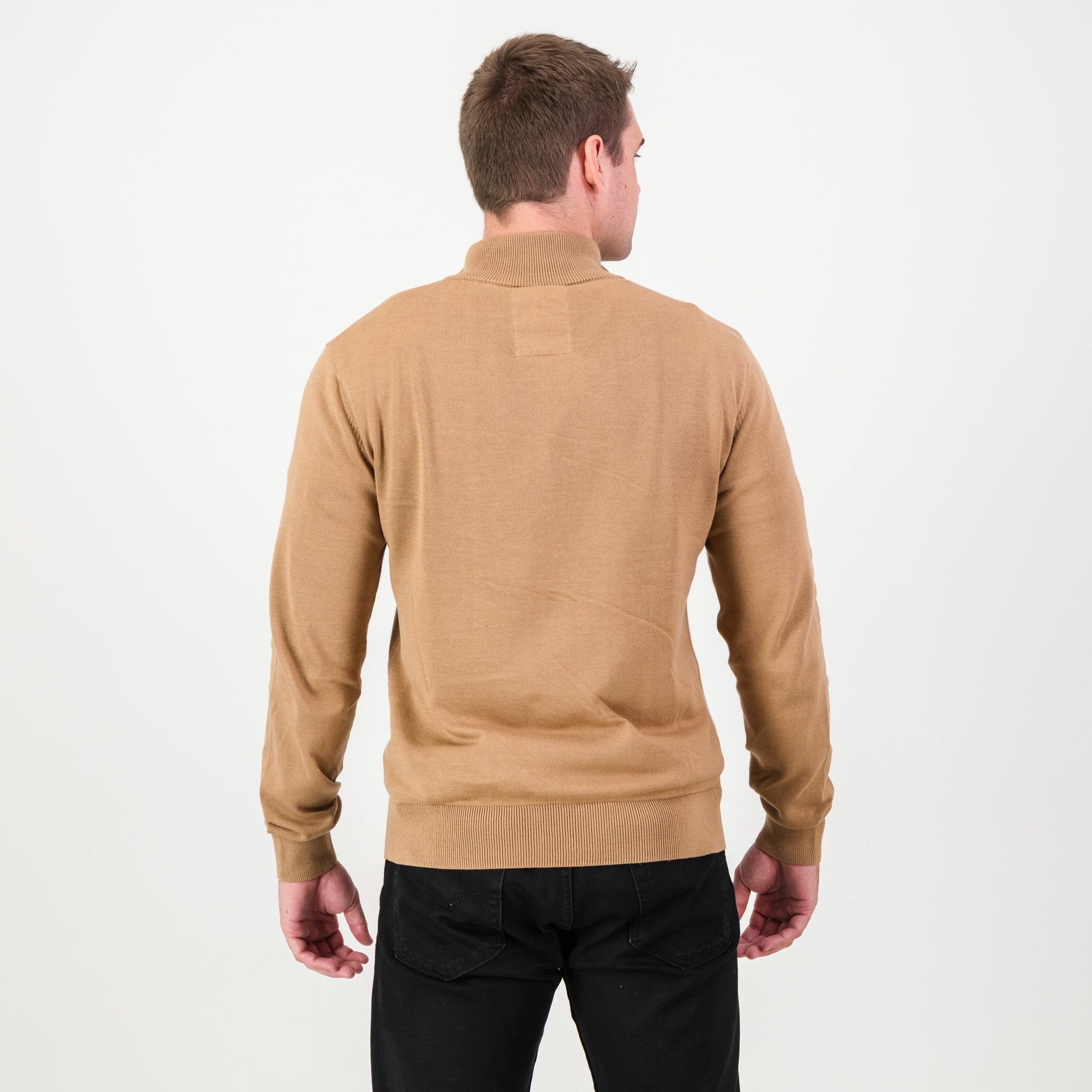 Springboks Quarter Zip Knit - Toffee - Old School