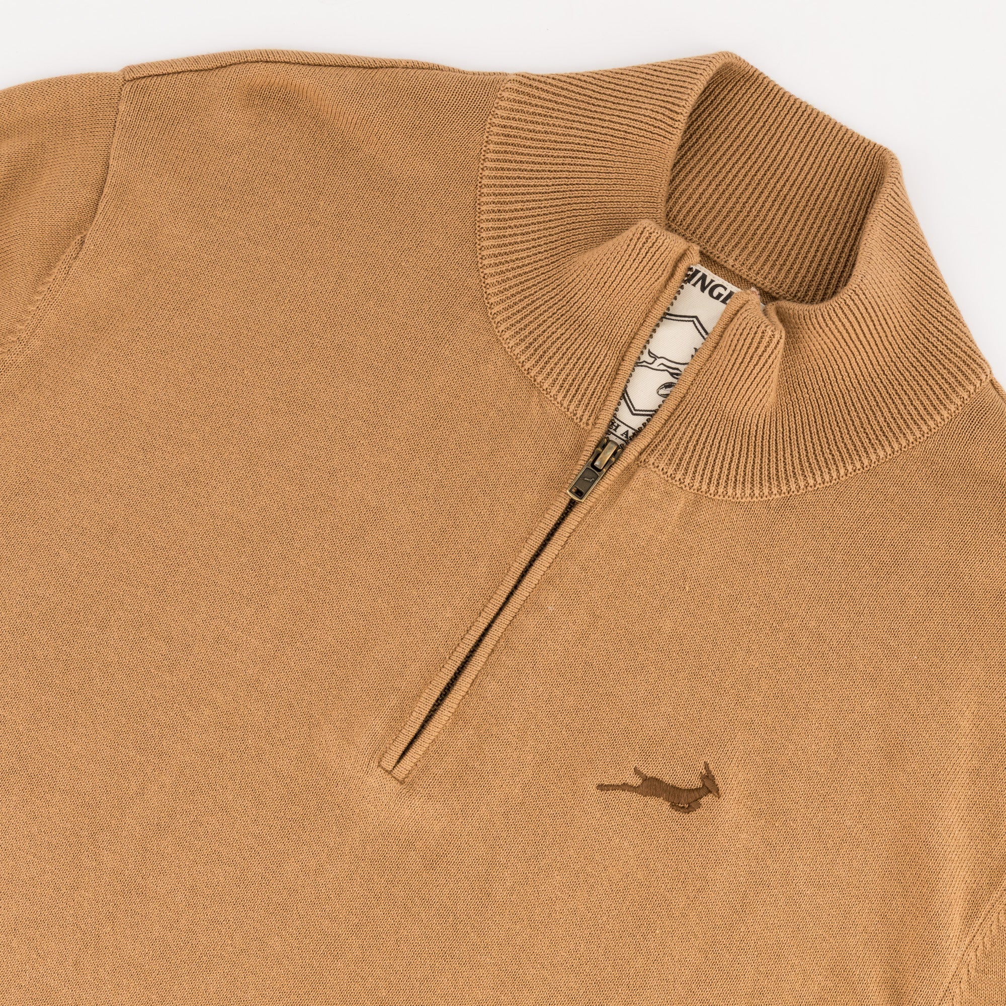 Springboks Quarter Zip Knit - Toffee - Old School