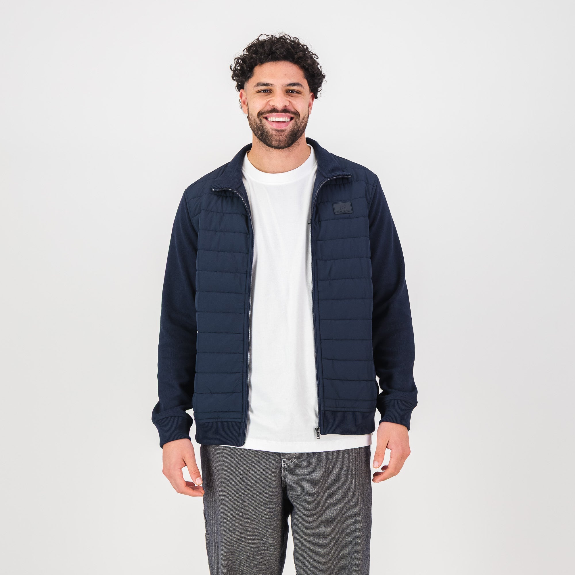 Springboks Quilted Knit Shell Jacket - Navy - Old School