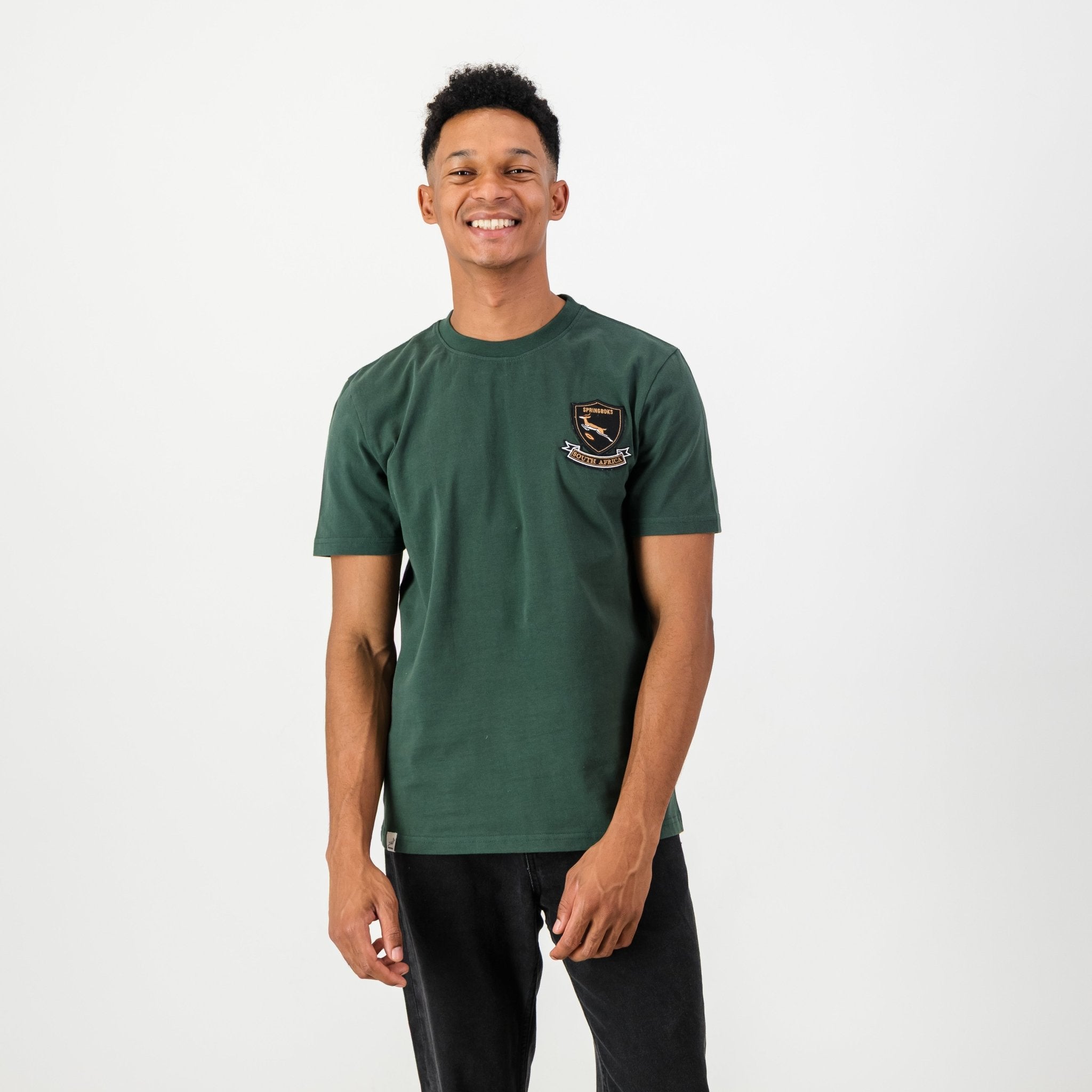 Springboks Shield Crew Tee - OS Green - Old School